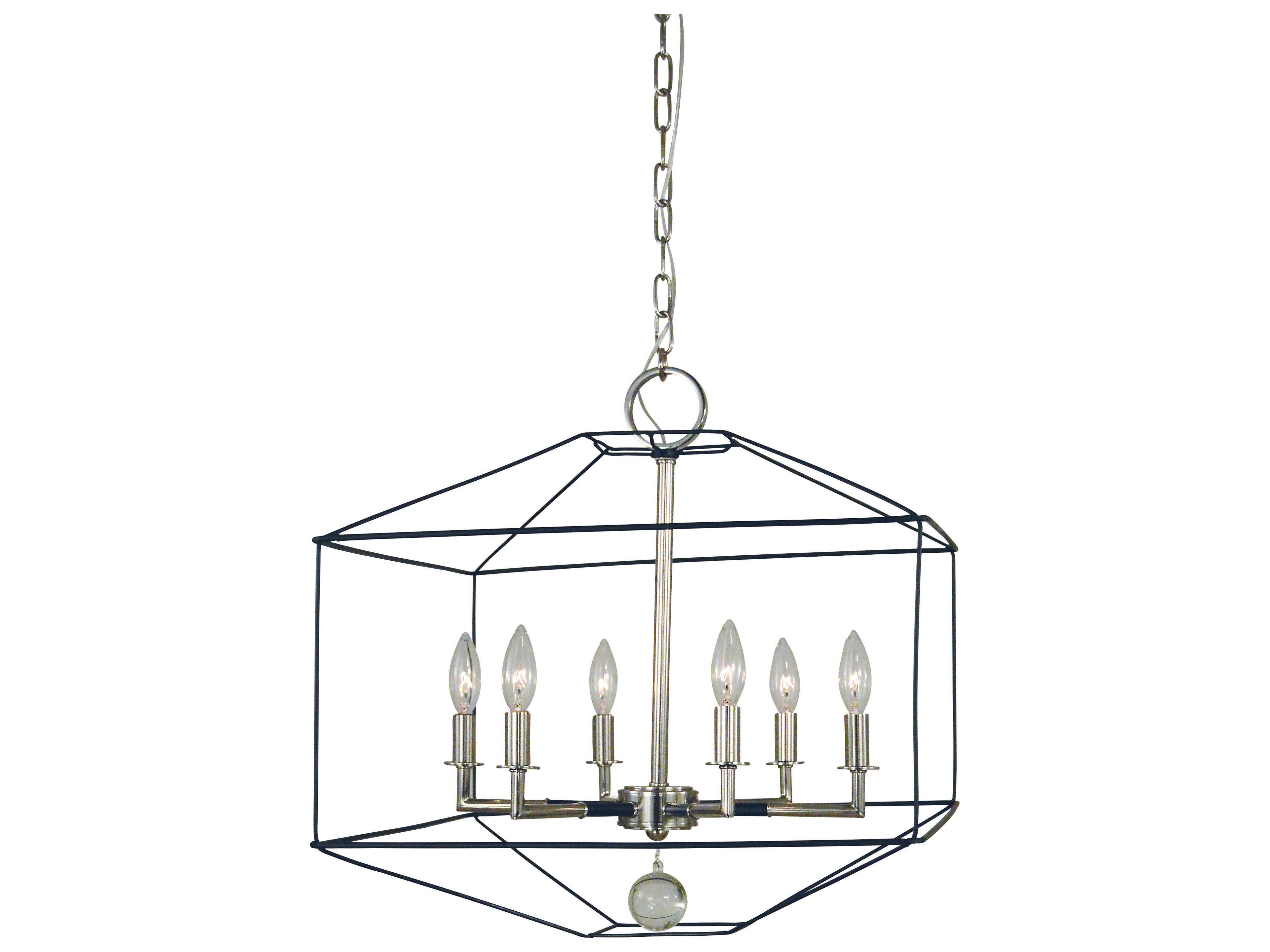 Isabella 6-Light Polished Nickel Matte Black Accents Crystal Candelabra Chandelier