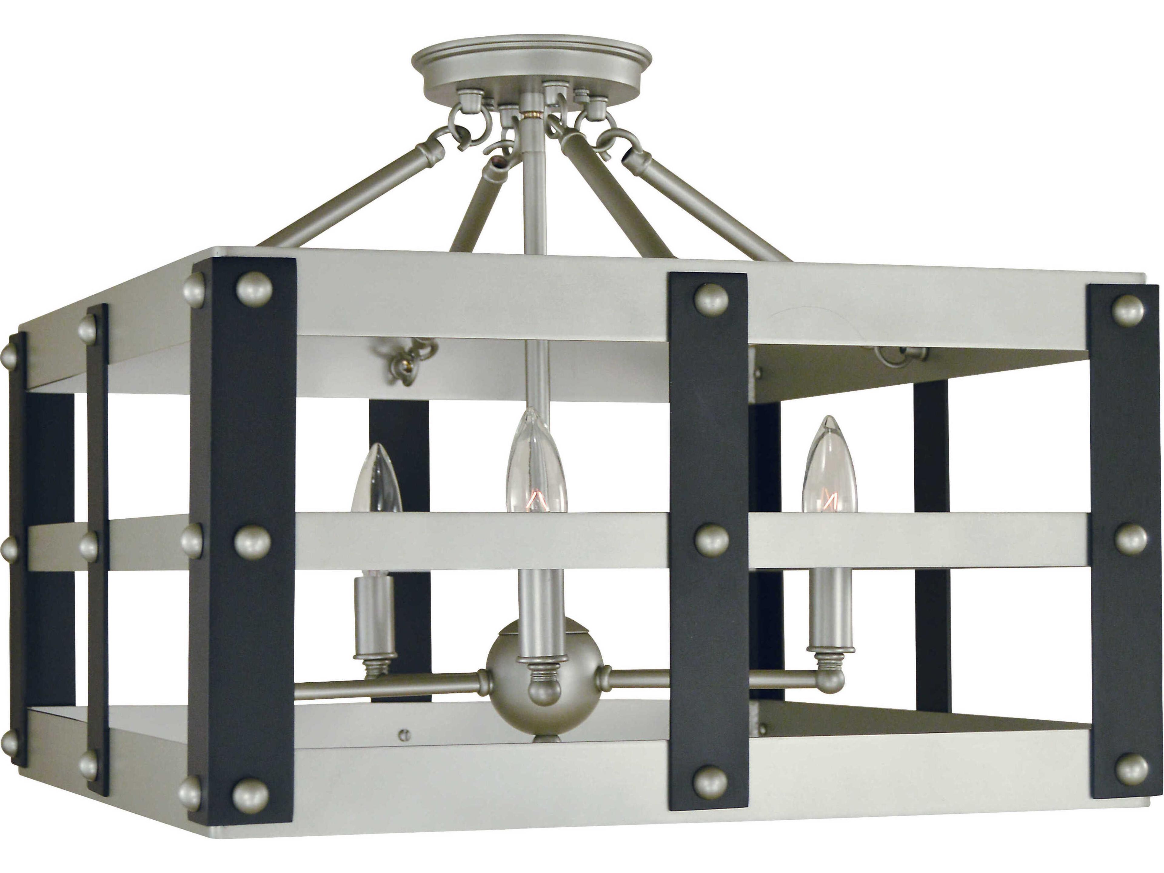 Metro Artisan 5-Light Satin Pewter Matte Black Semi Flush Mount