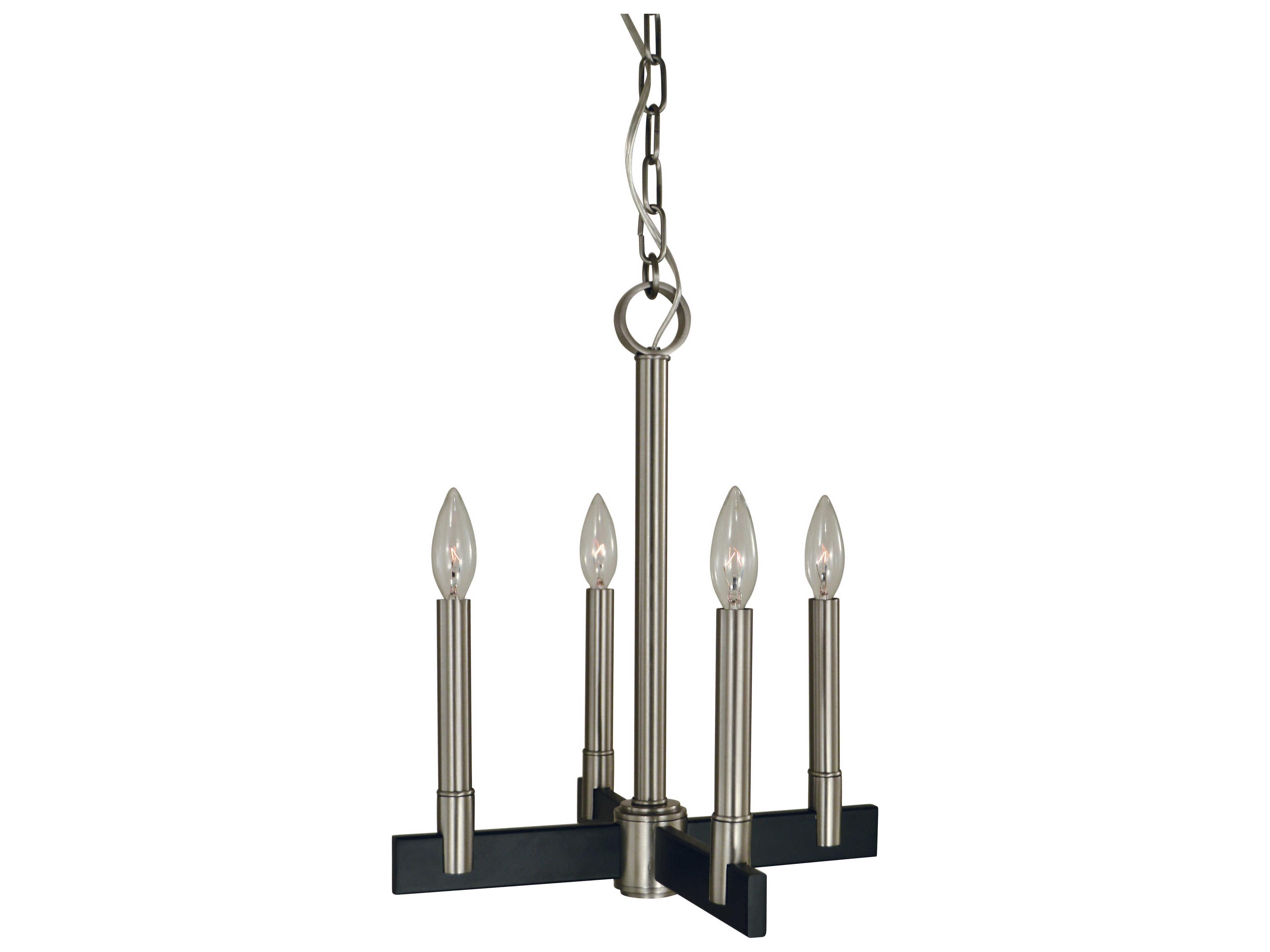 Jessica 4-Light Brushed Nickel Matte Black Candelabra Chandelier