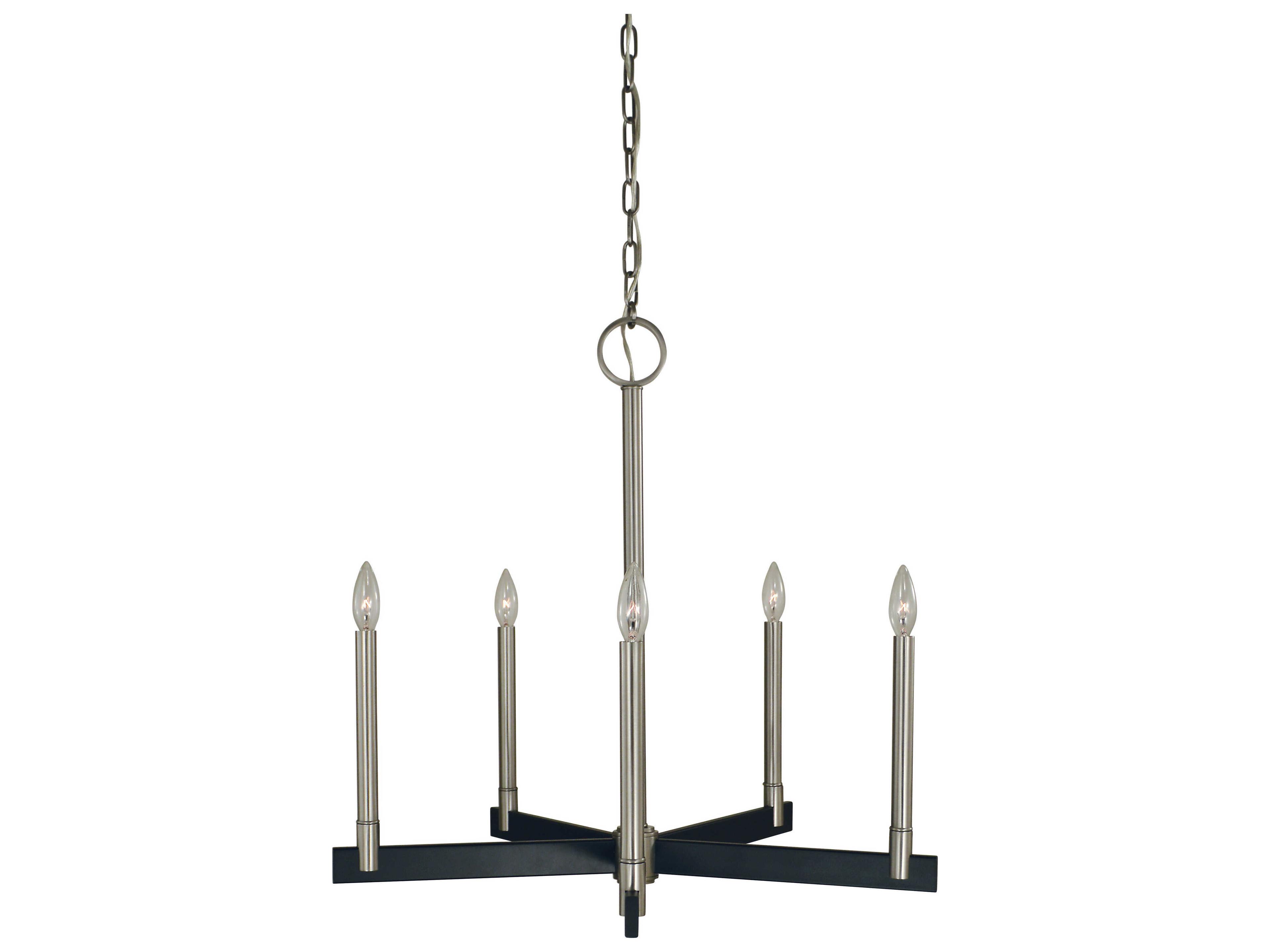 Jessica 5-Light Brushed Nickel Matte Black Candelabra Chandelier