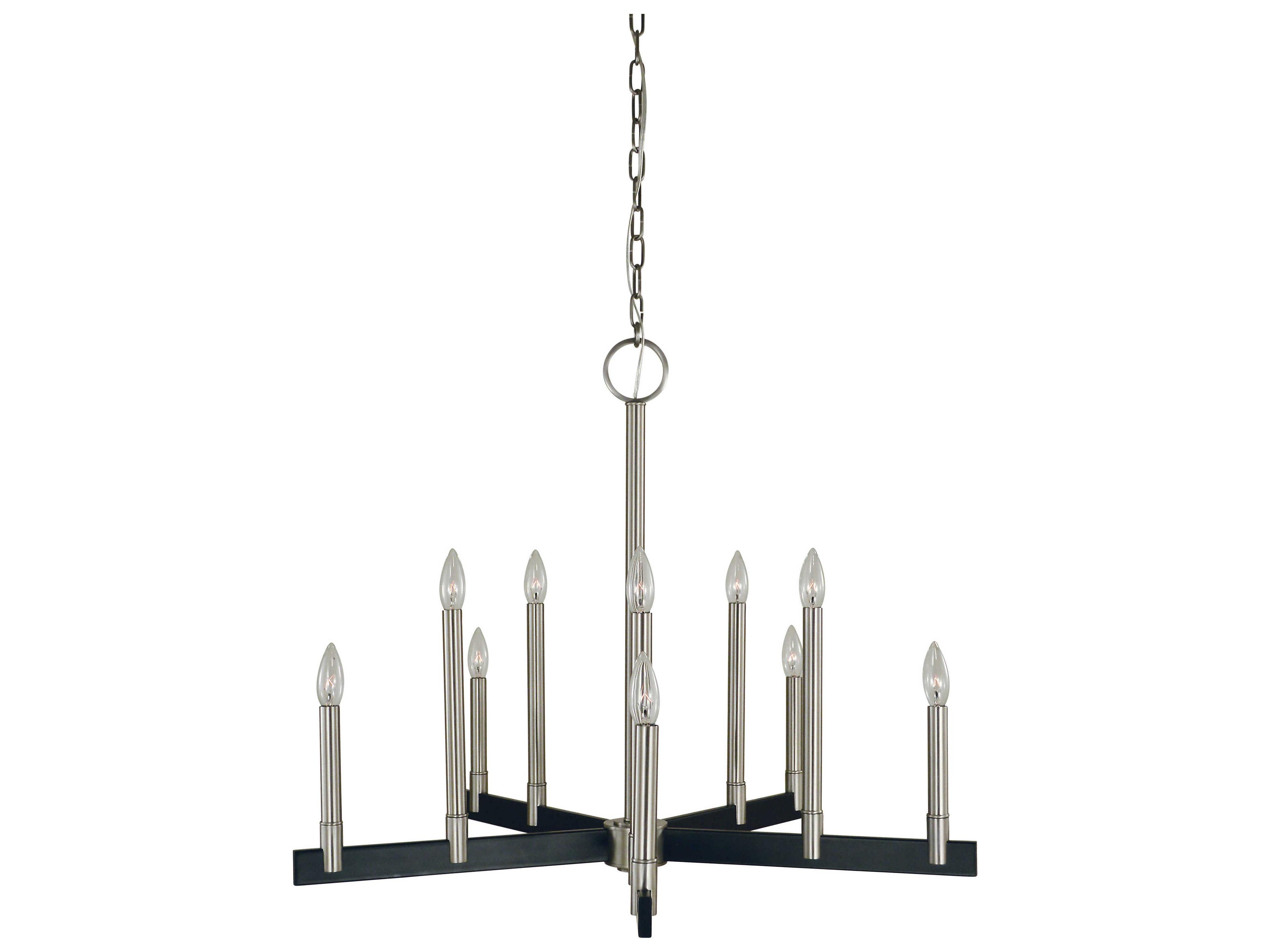 Jessica 10-Light Brushed Nickel Matte Black Candelabra Chandelier