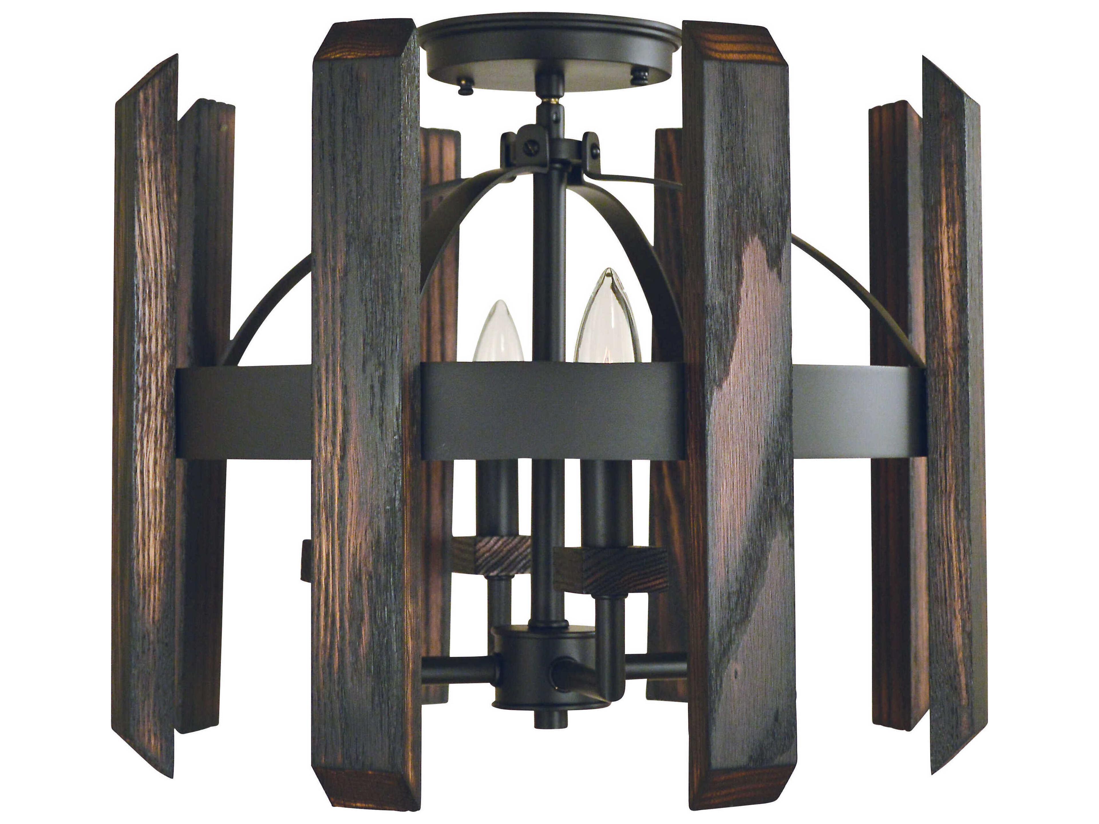 Modern Farmhouse 4-Light Matte Black Semi Flush Mount