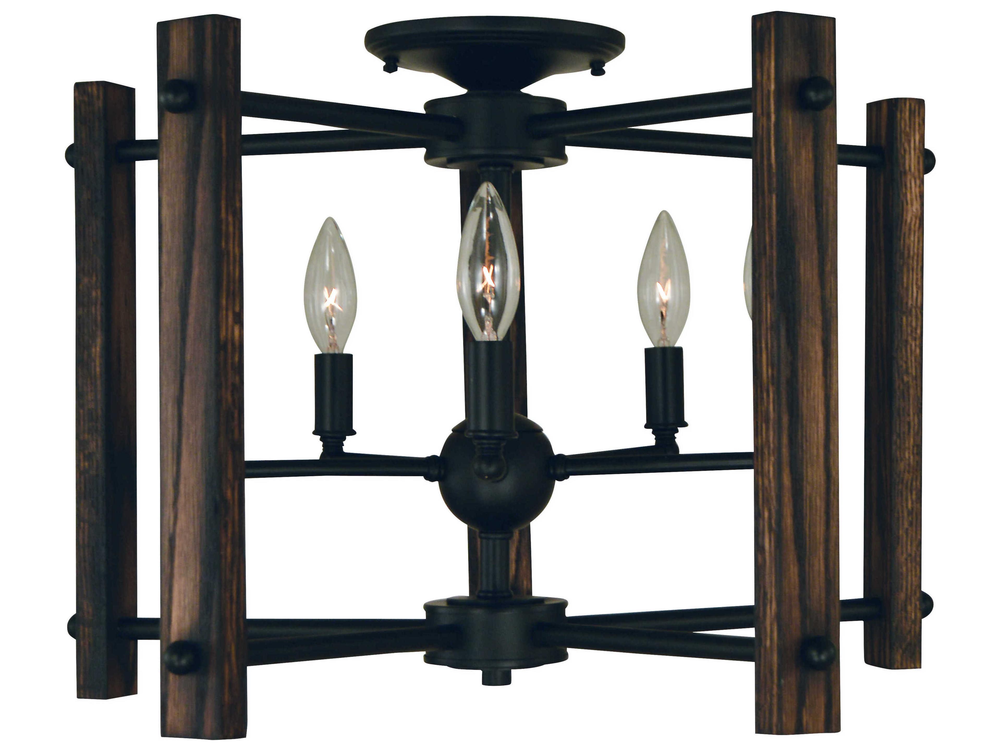 Modern Farmhouse 5-Light Matte Black Semi Flush Mount