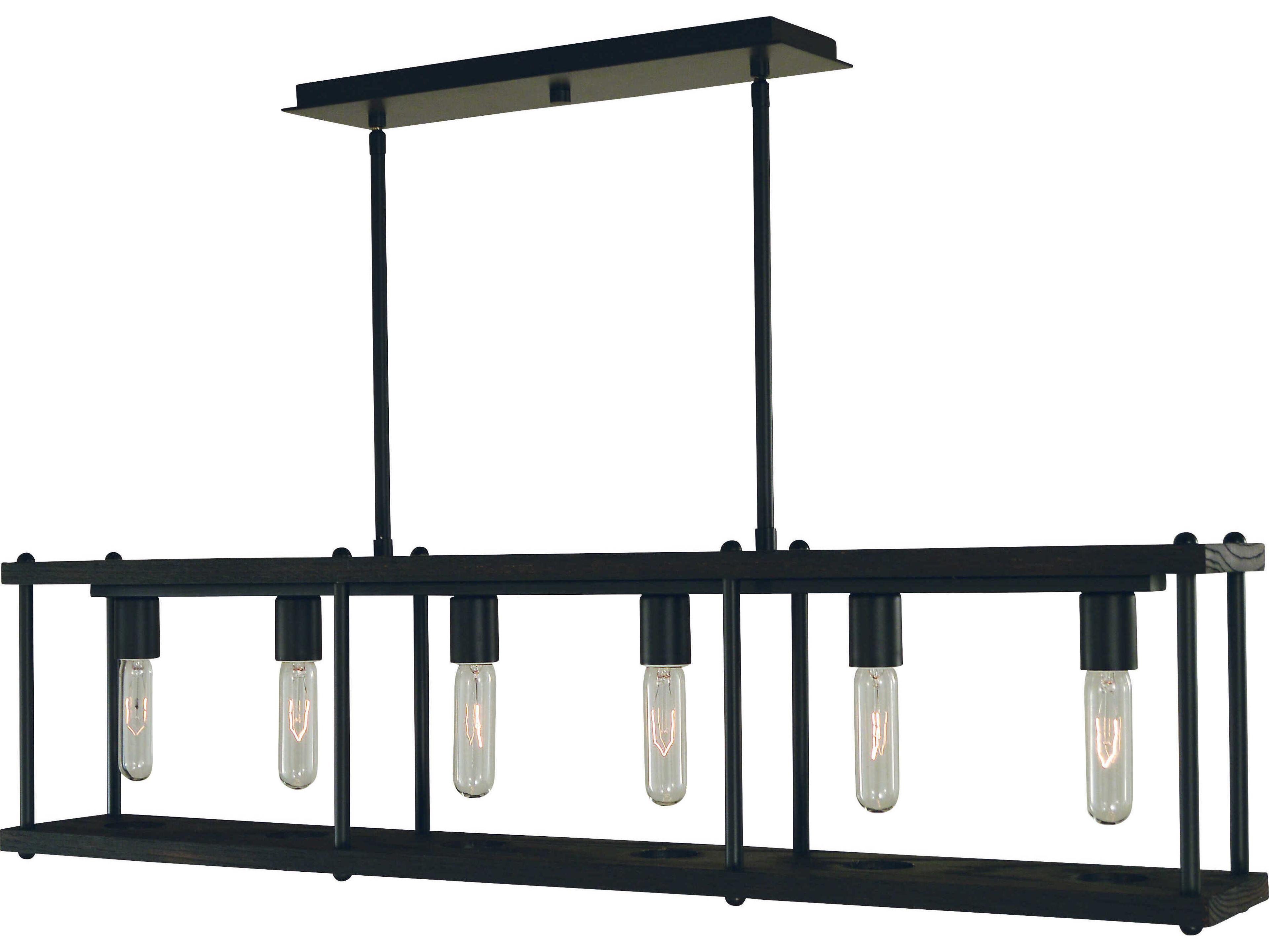 Industria 6-Light Matte Black Linear Island Pendant