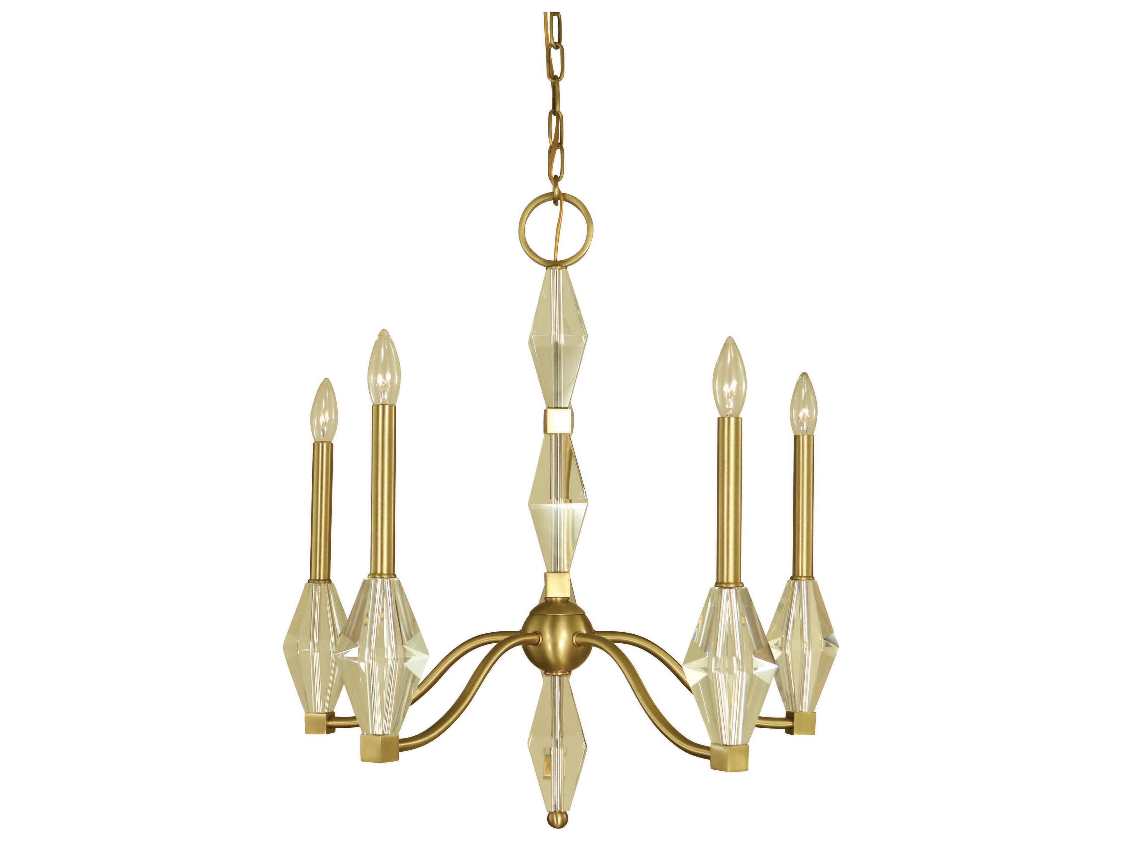 Vivian 5-Light Brushed Brass Crystal Candelabra Chandelier