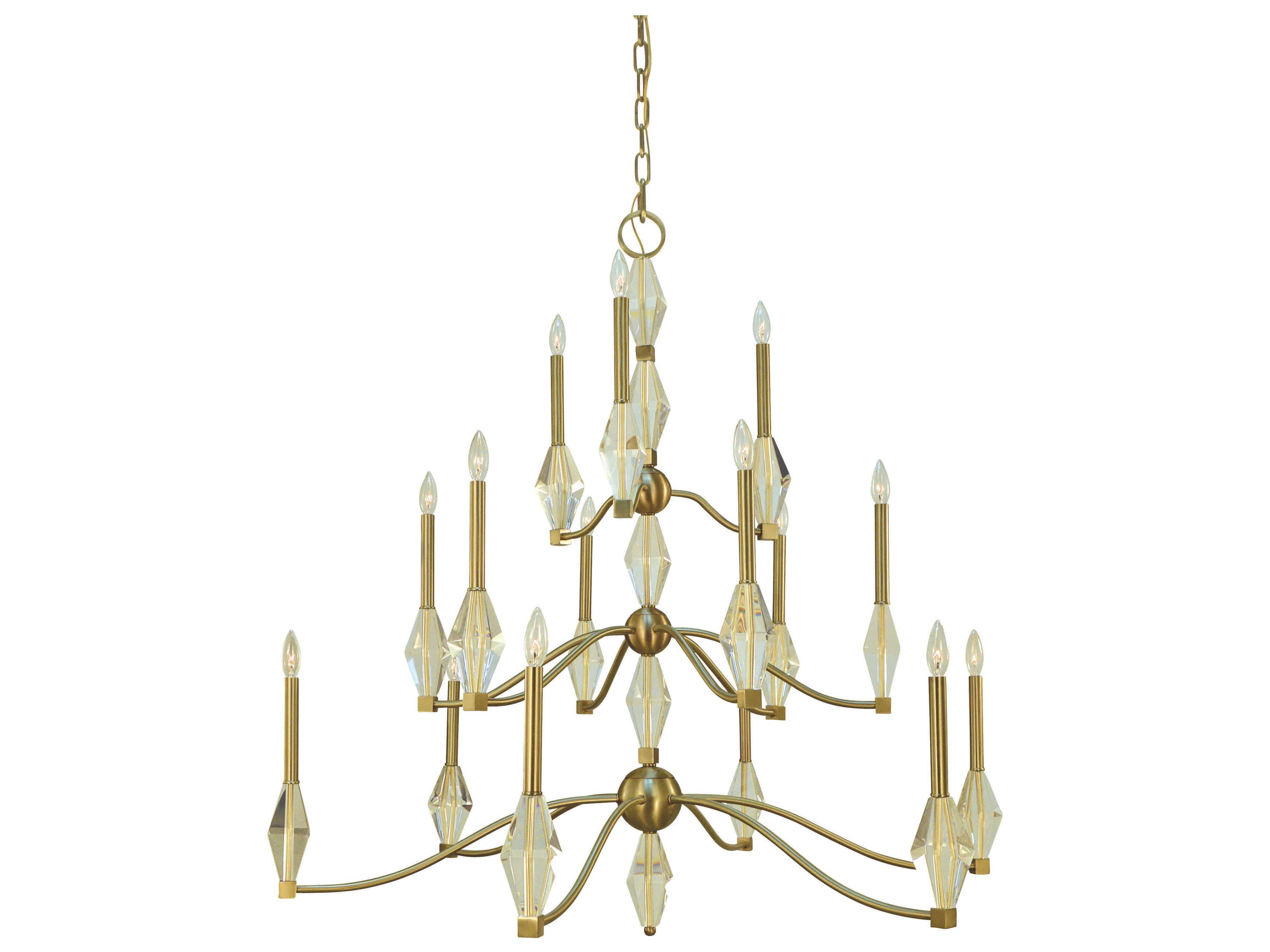 Vivian 15-Light Brushed Brass Candelabra Chandelier