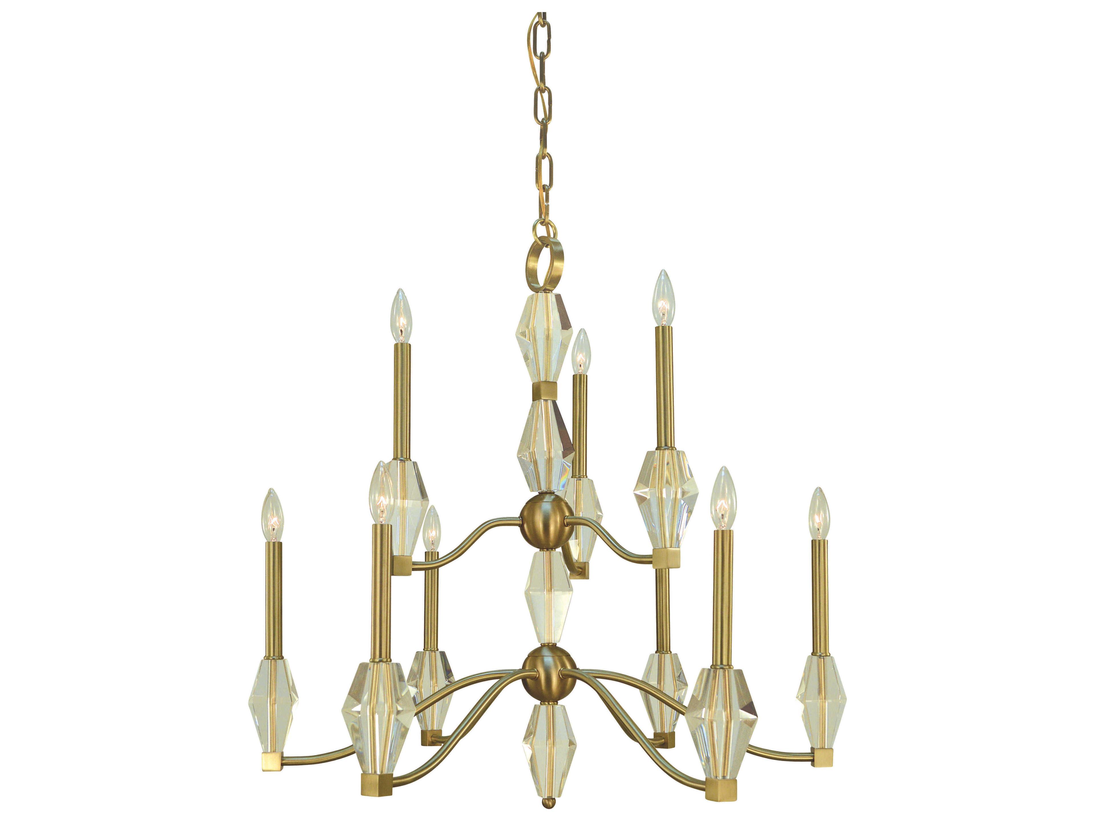 Vivian 9-Light Brushed Brass Candelabra Chandelier