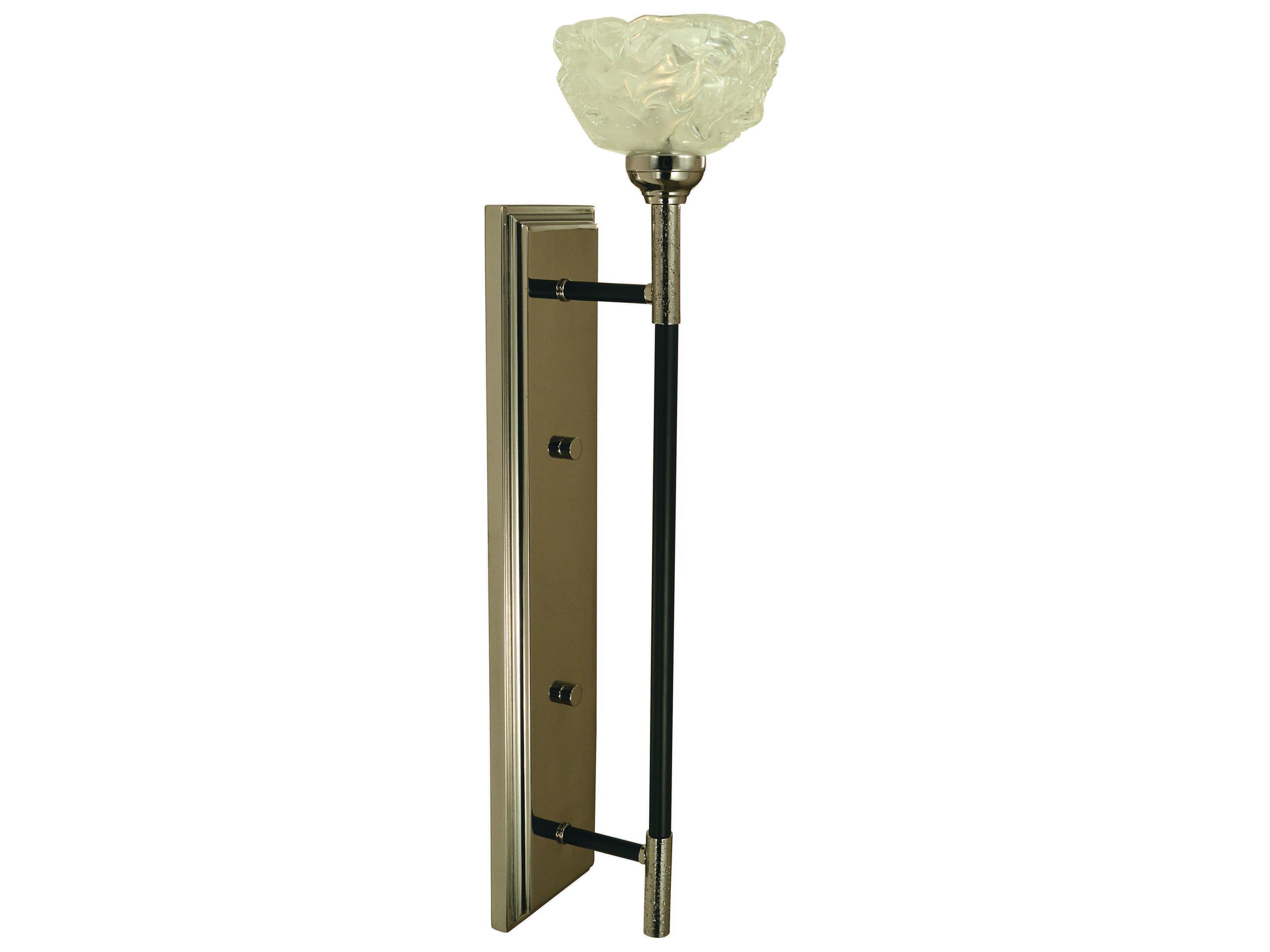 Framburg 1-Light Polished Nickel Matte Black Glass Wall Sconce