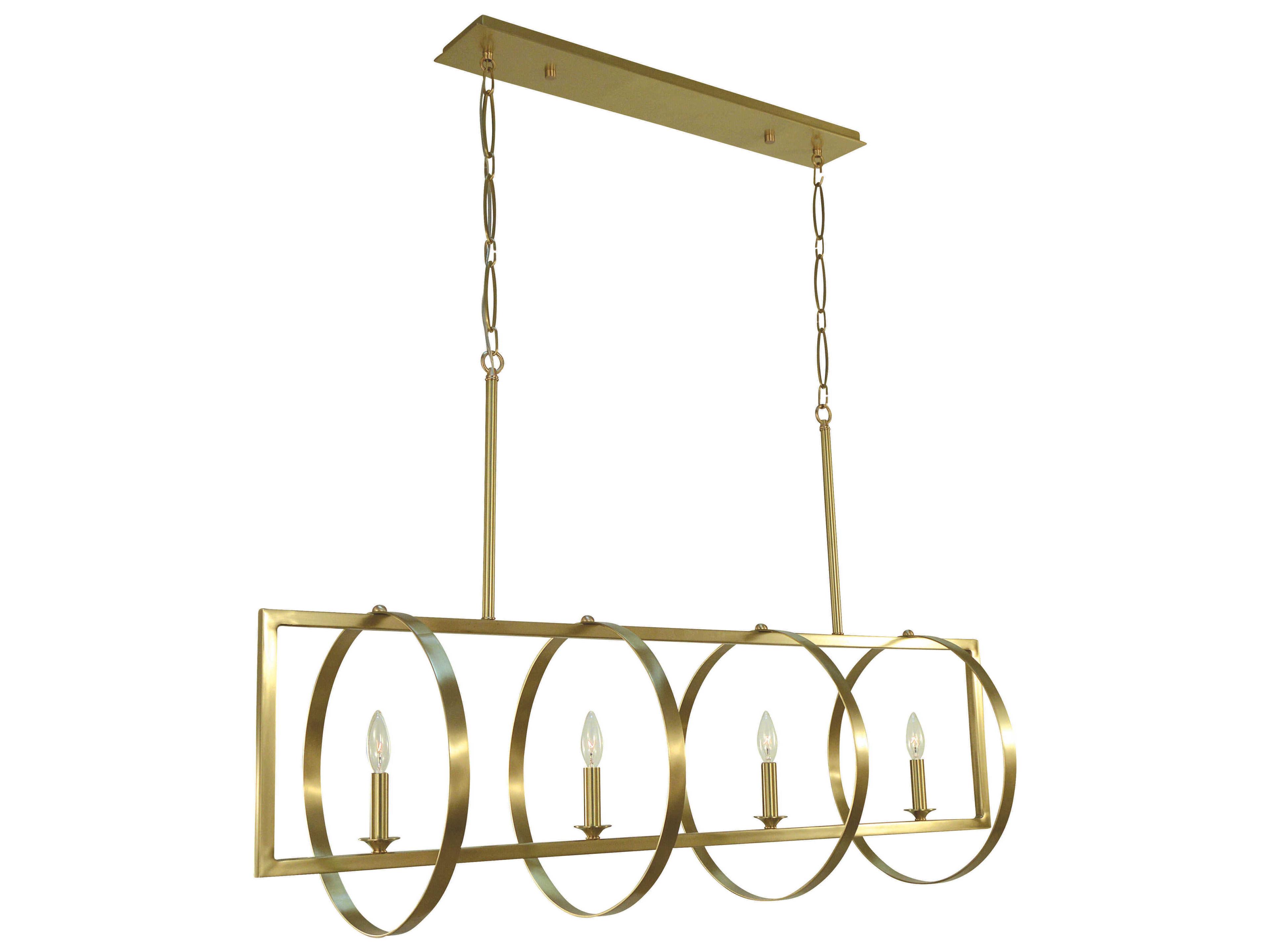 Olivia 4-Light Brushed Brass Geometric Island Pendant