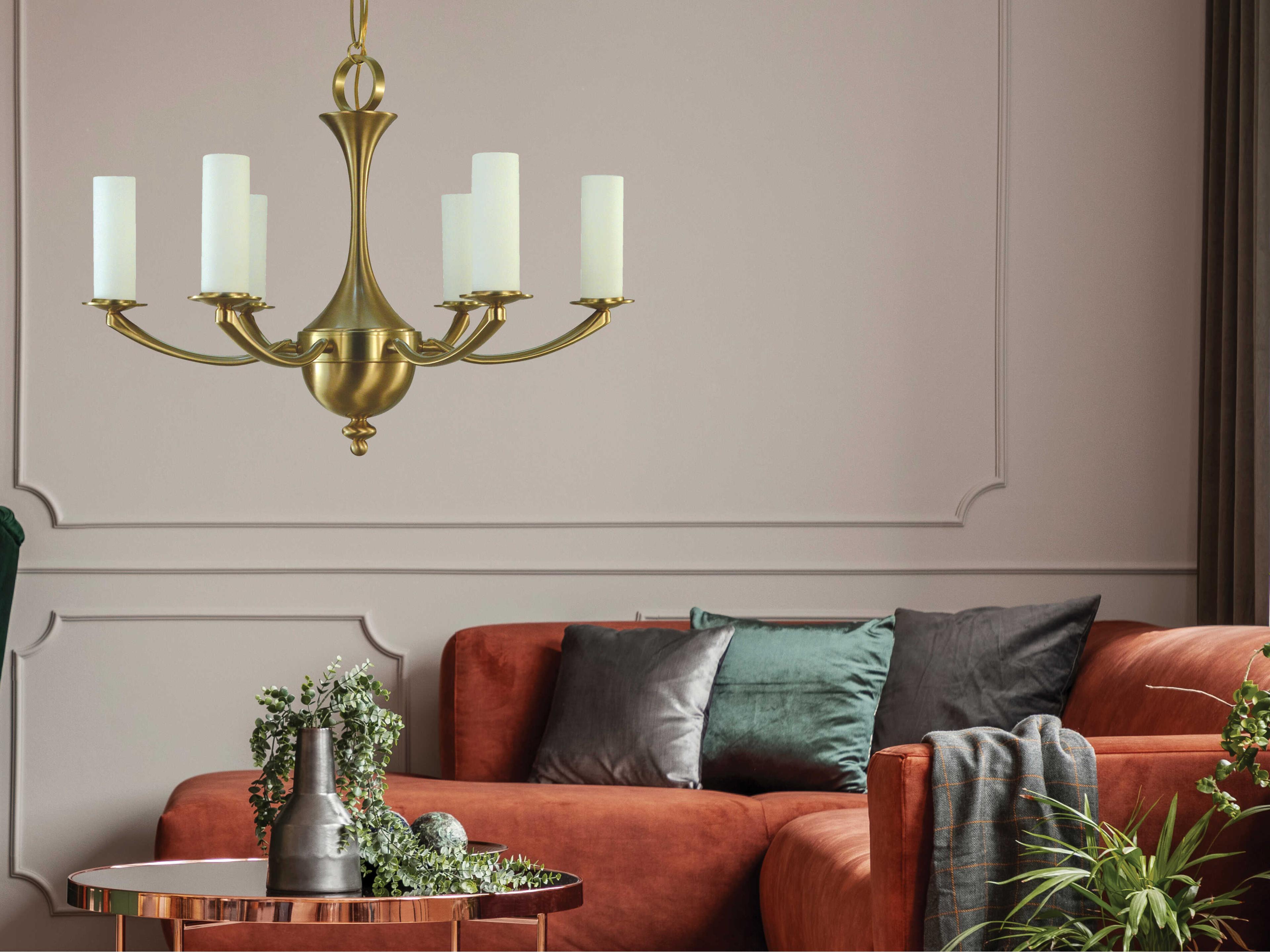 Framburg Atherton 6-Light Brushed Brass Traditional Candelabra Chandelier