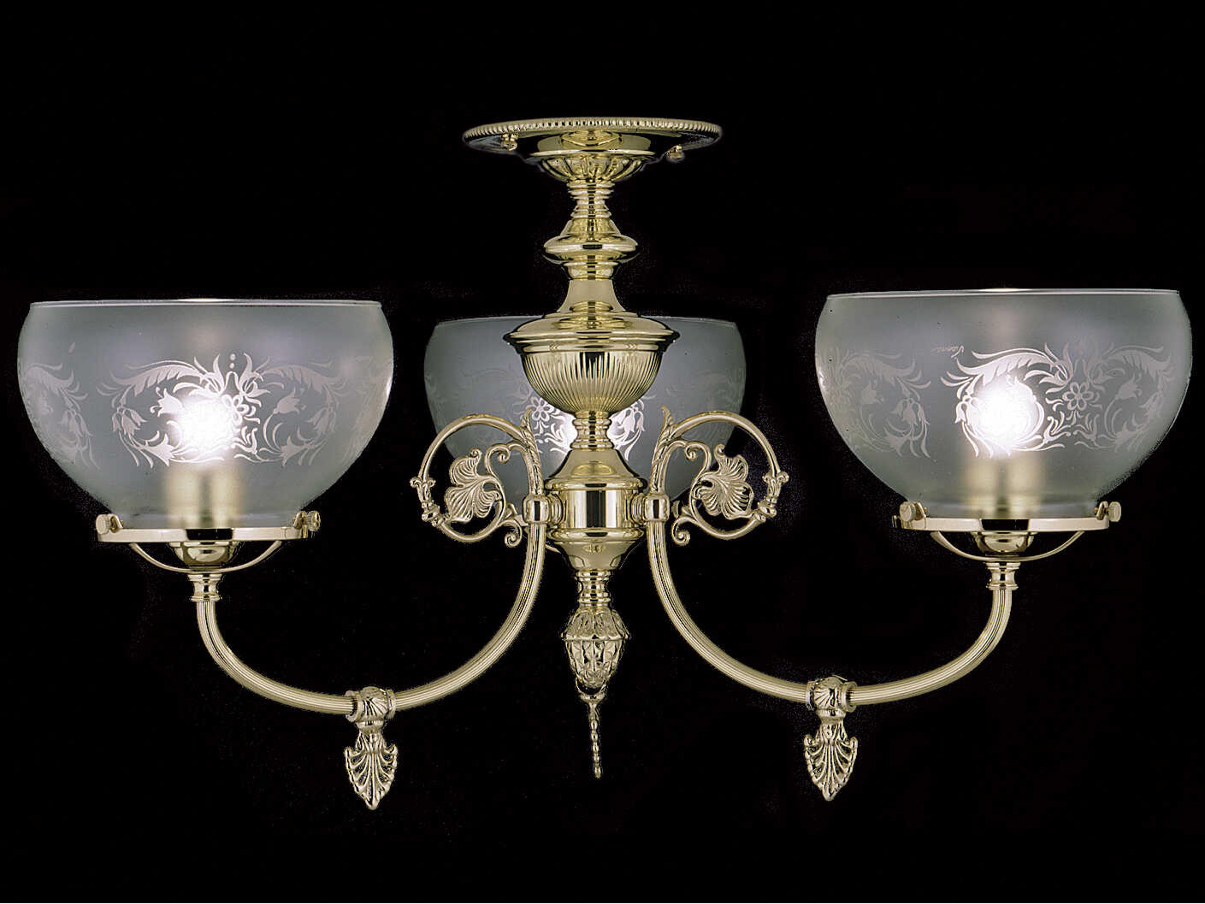 Chancery 3-Light Polished Brass Glass Bowl Semi Flush Mount