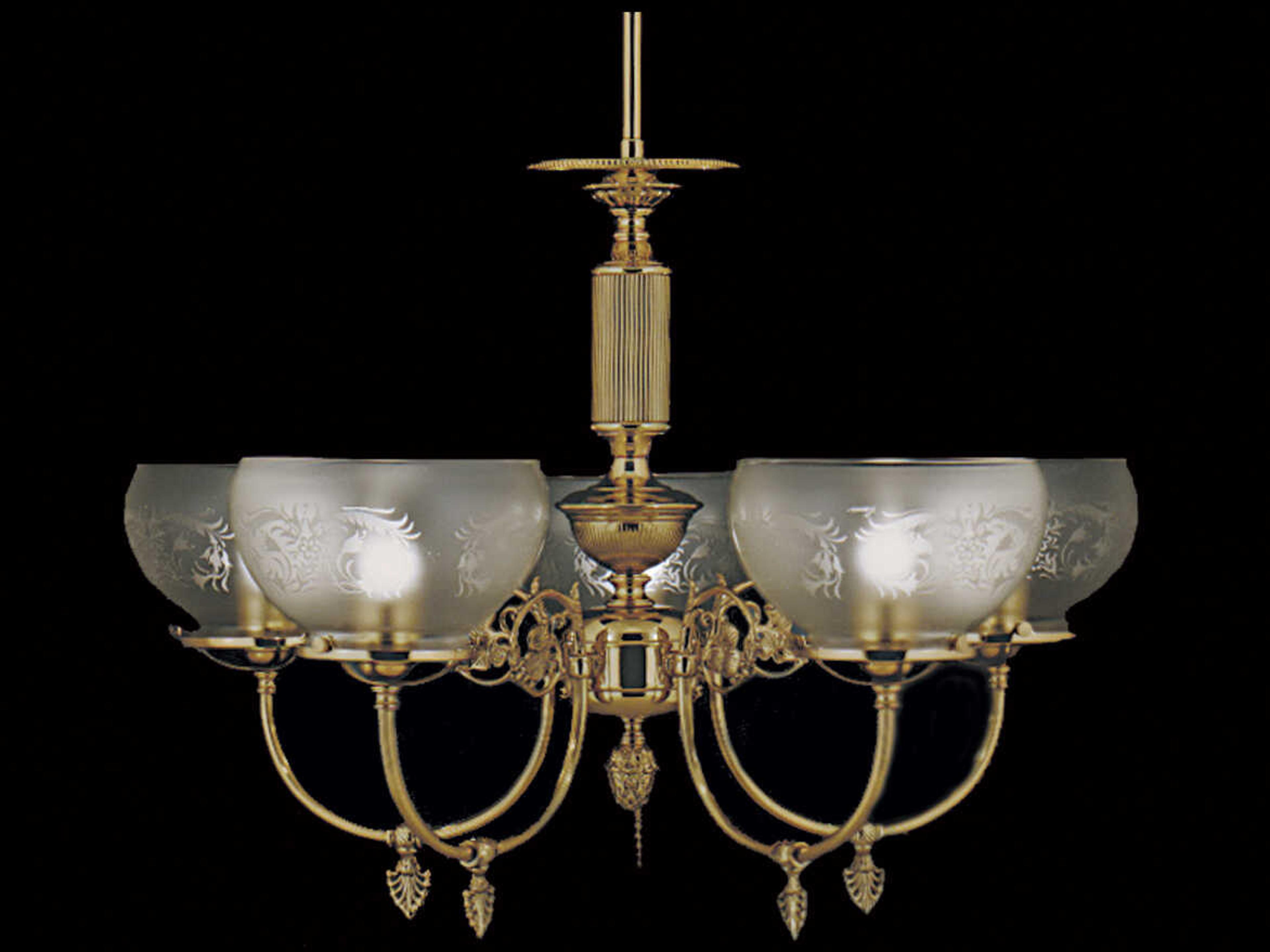 Chancery 5-Light Polished Brass Glass Bowl Chandelier