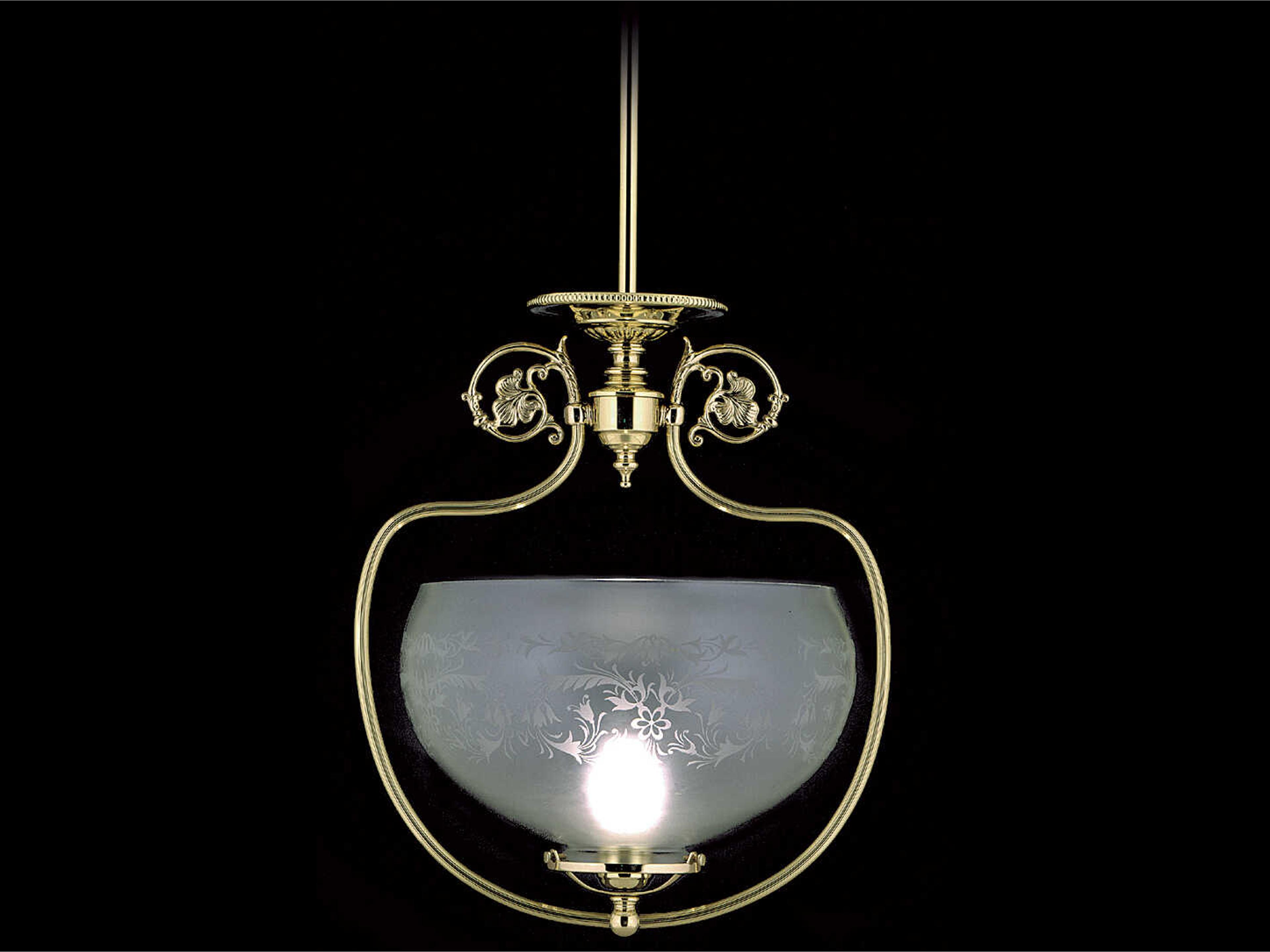 Chancery 1-Light Polished Brass Glass Bowl Pendant