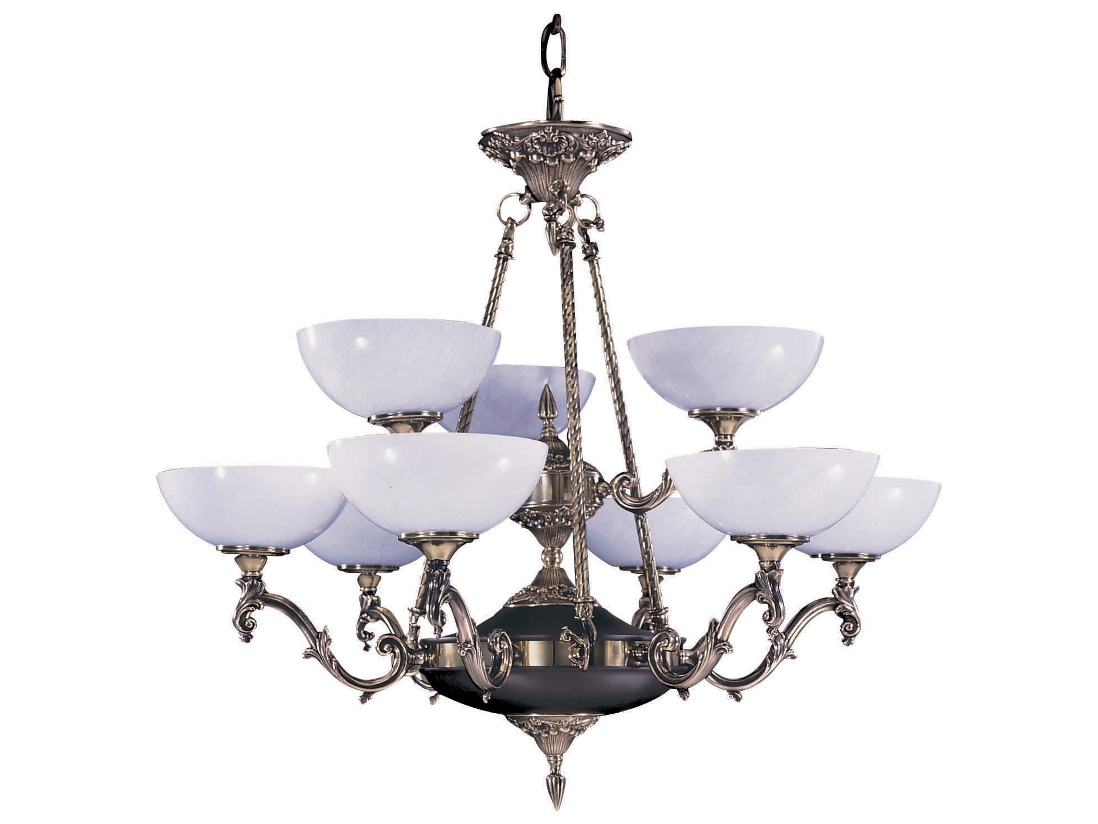 Napoleonic 9-Light French Brass Bronze Chandelier