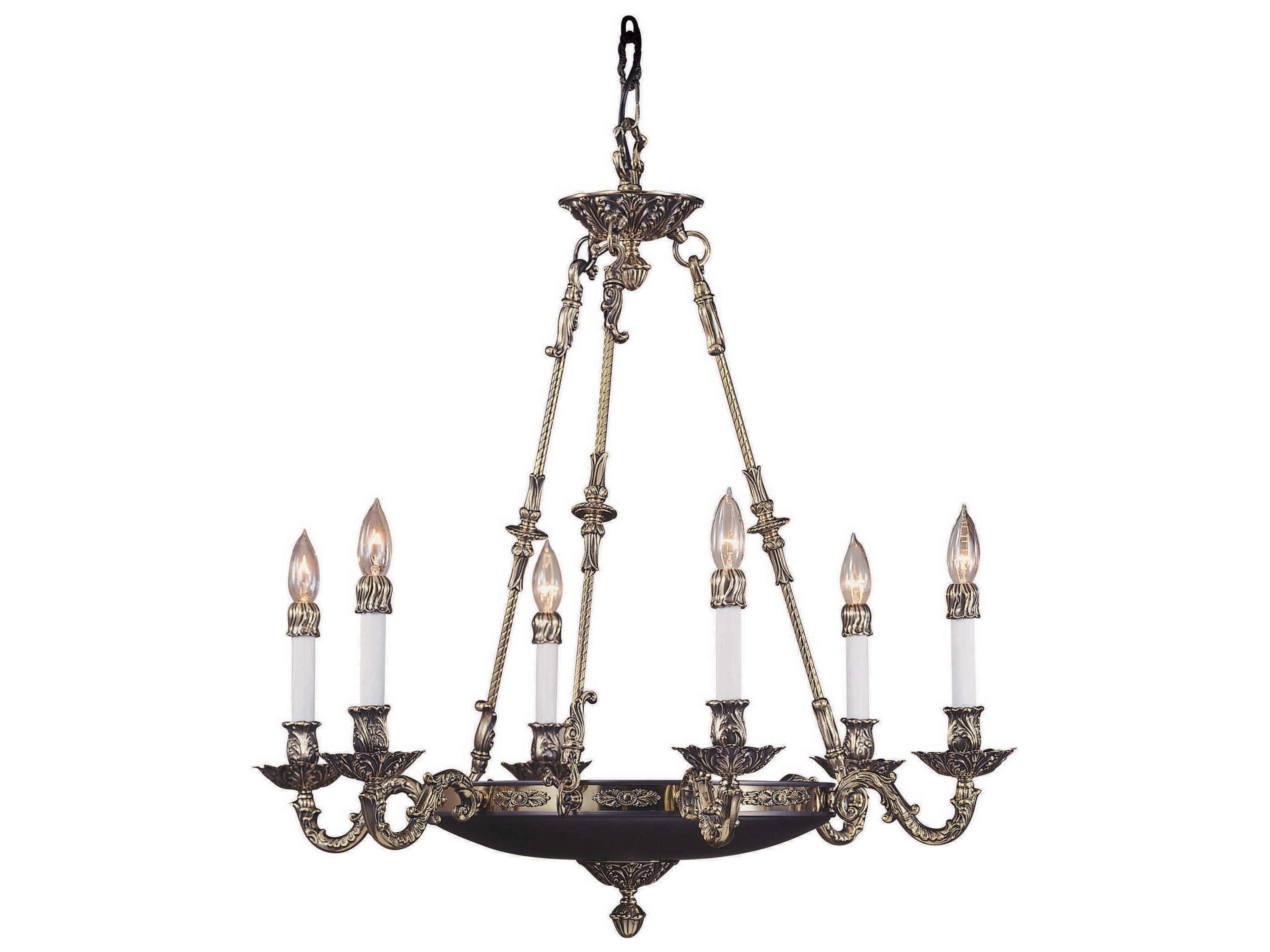 Napoleonic 6-Light French Brass Candelabra Chandelier