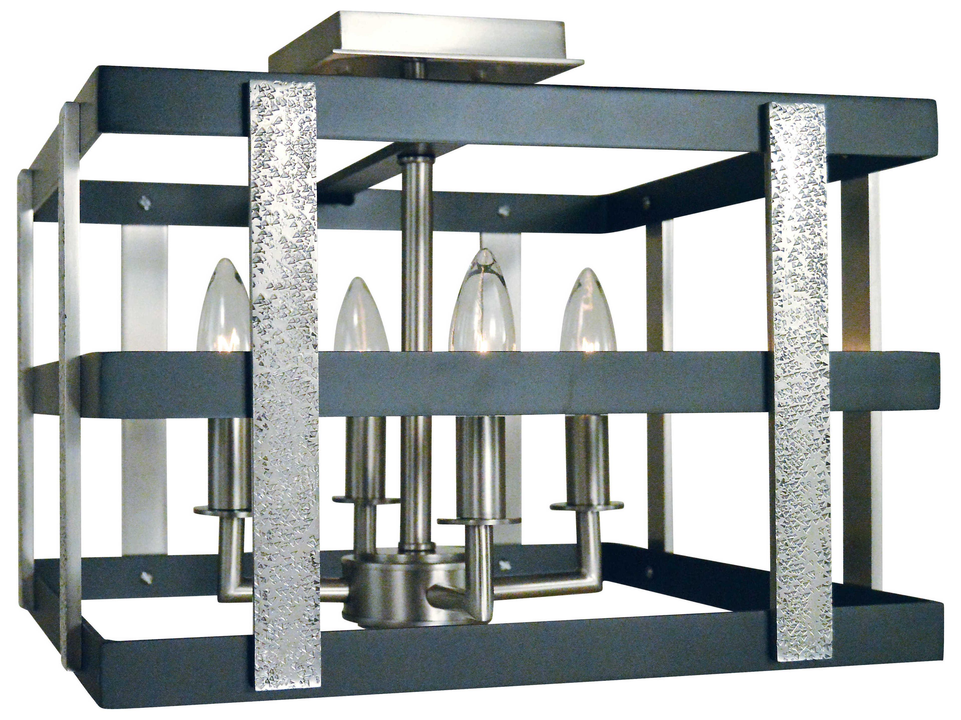 Montreaux 4-Light Brushed Nickel Matte Black Semi Flush Mount