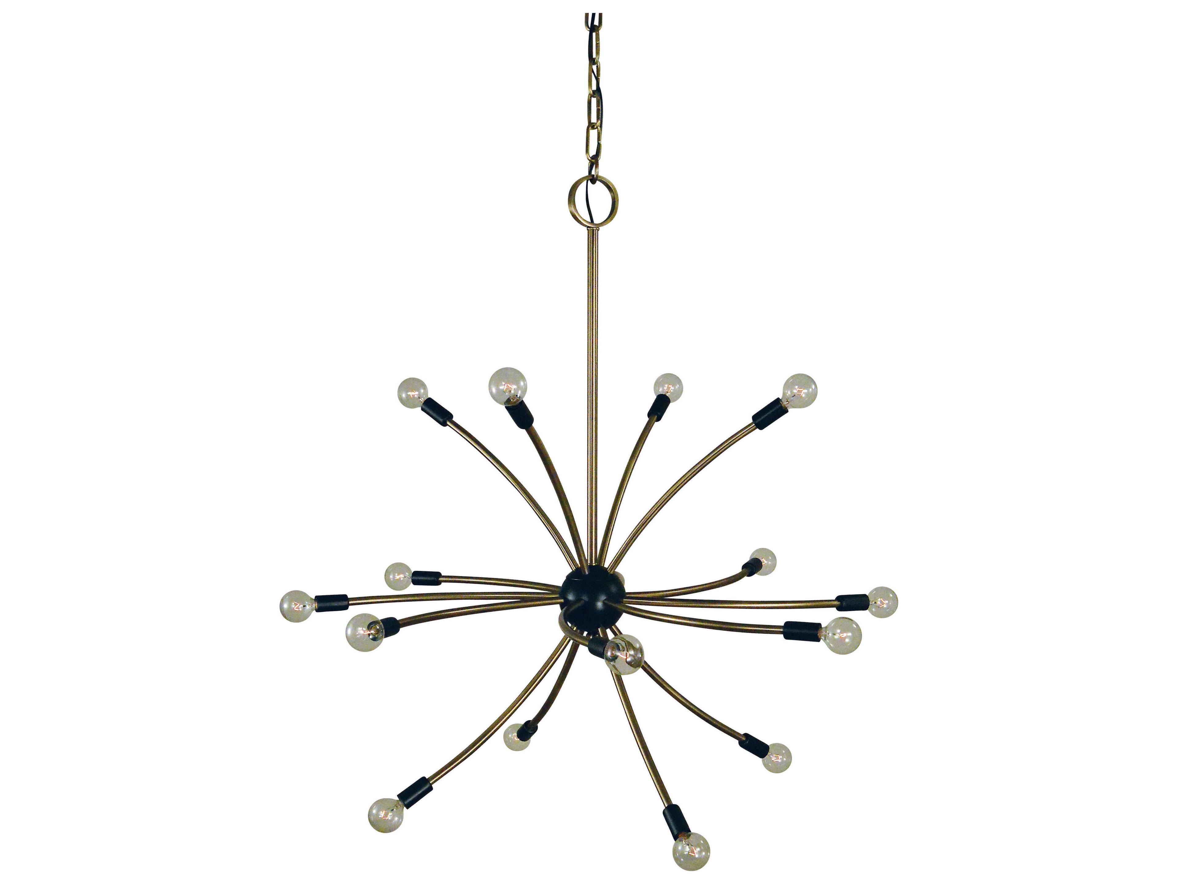 Comet 16-Light Antique Brass Matte Black Sputnik Pendant