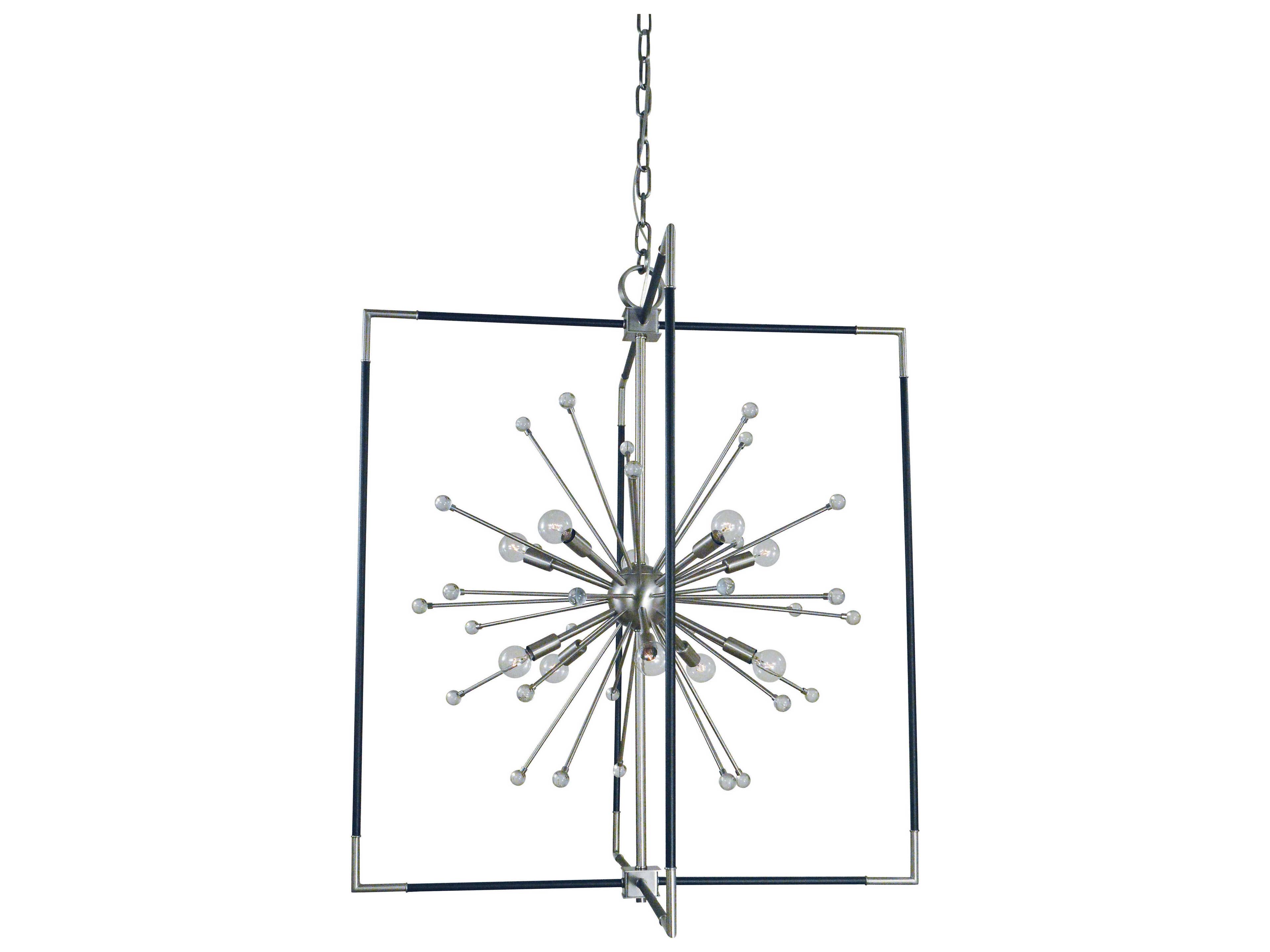 Zeta 10-Light Brushed Nickel Matte Black Sputnik Pendant