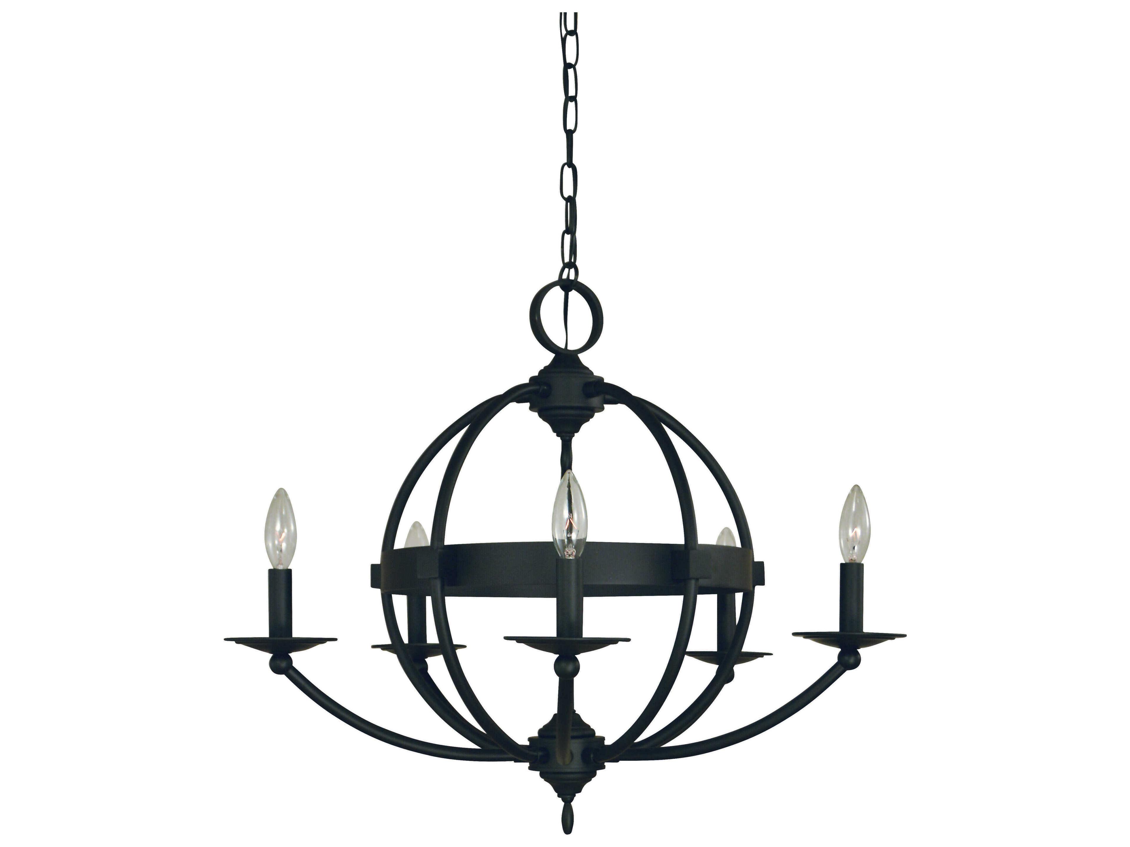 Aurora 5-Light Matte Black Candelabra Chandelier