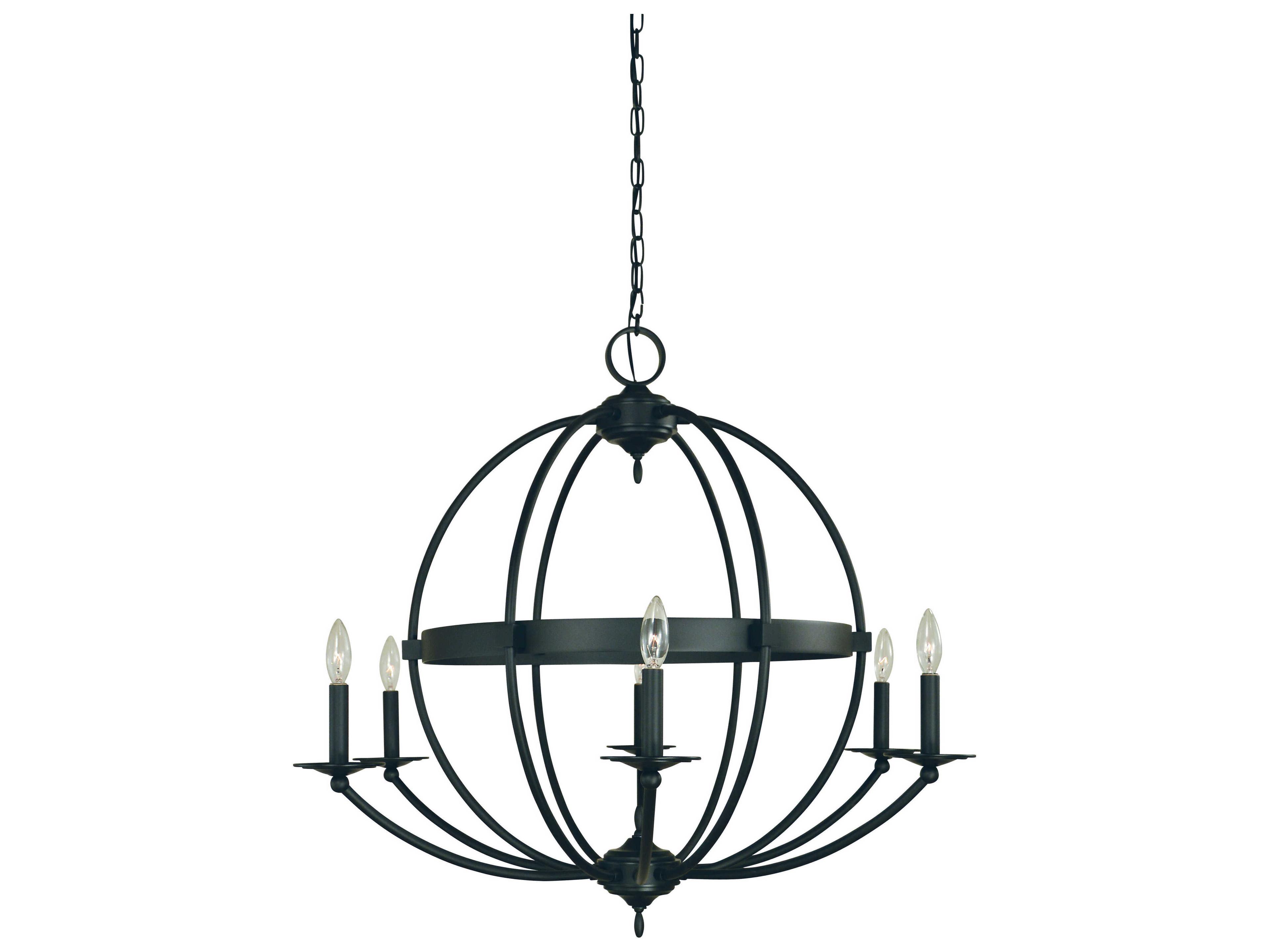 Aurora 6-Light Matte Black Candelabra Chandelier