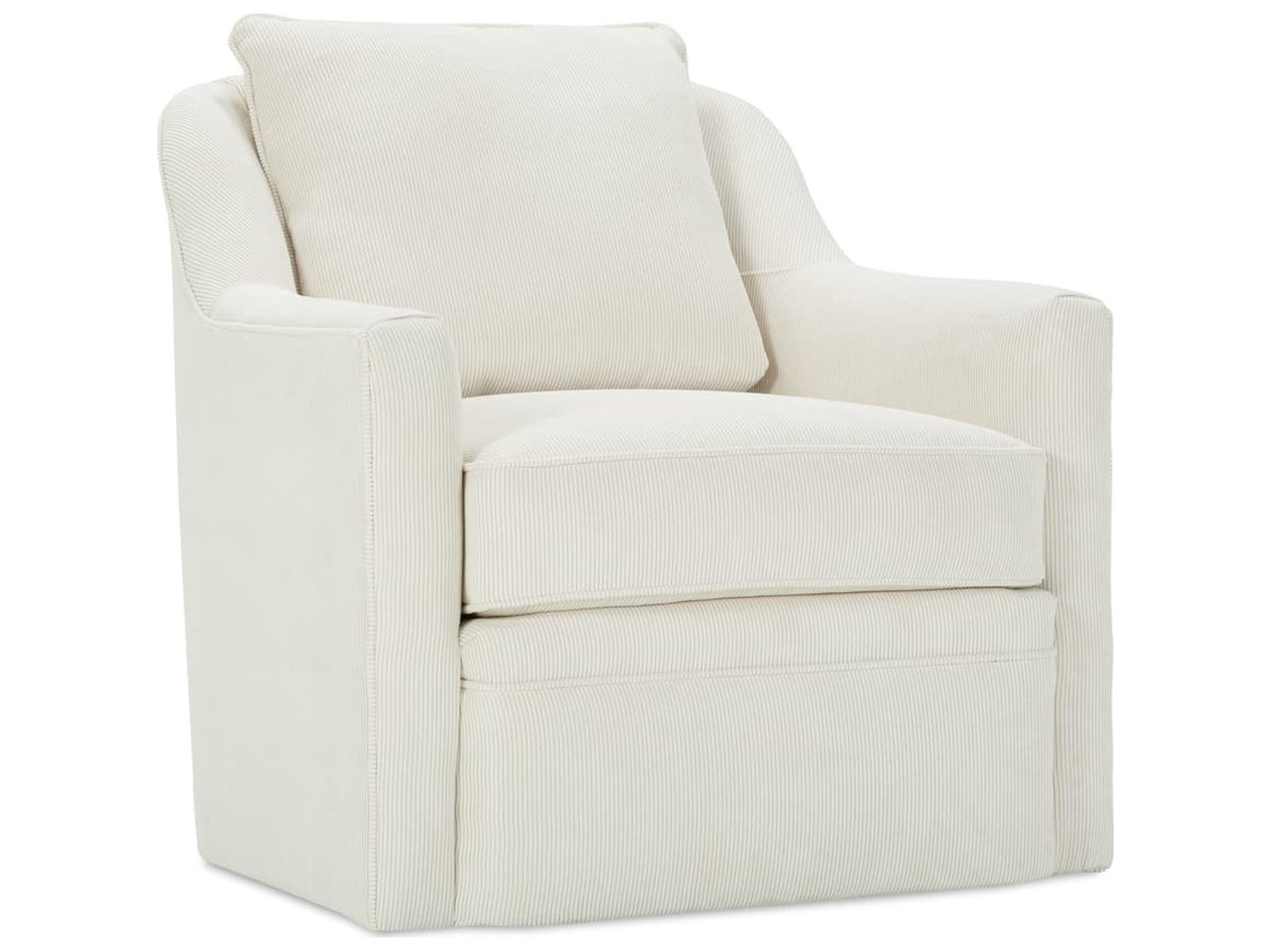 Hollins Swivel White Fabric Accent Swivel Chair