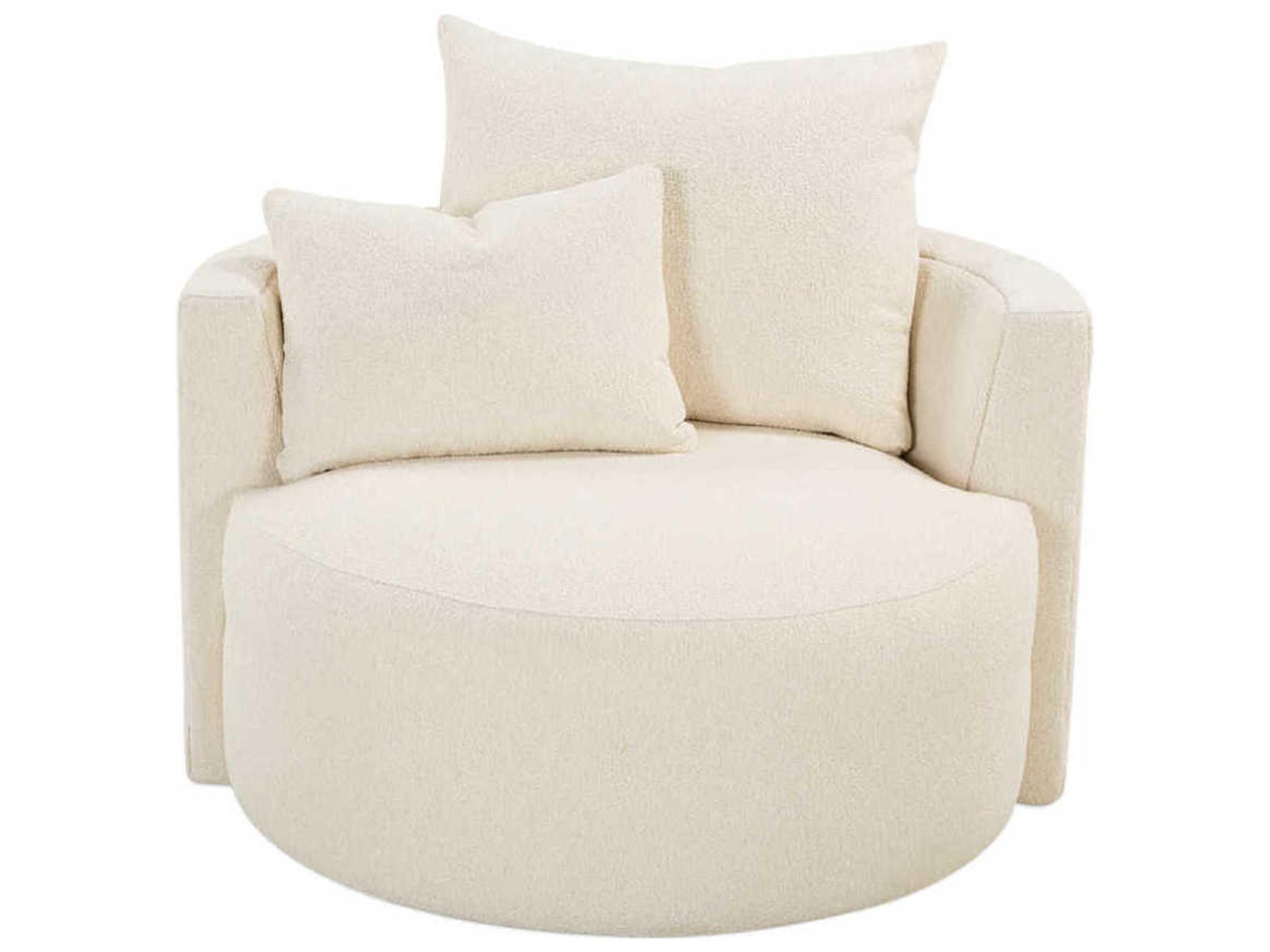 Leander Swivel White Fabric Accent Chair