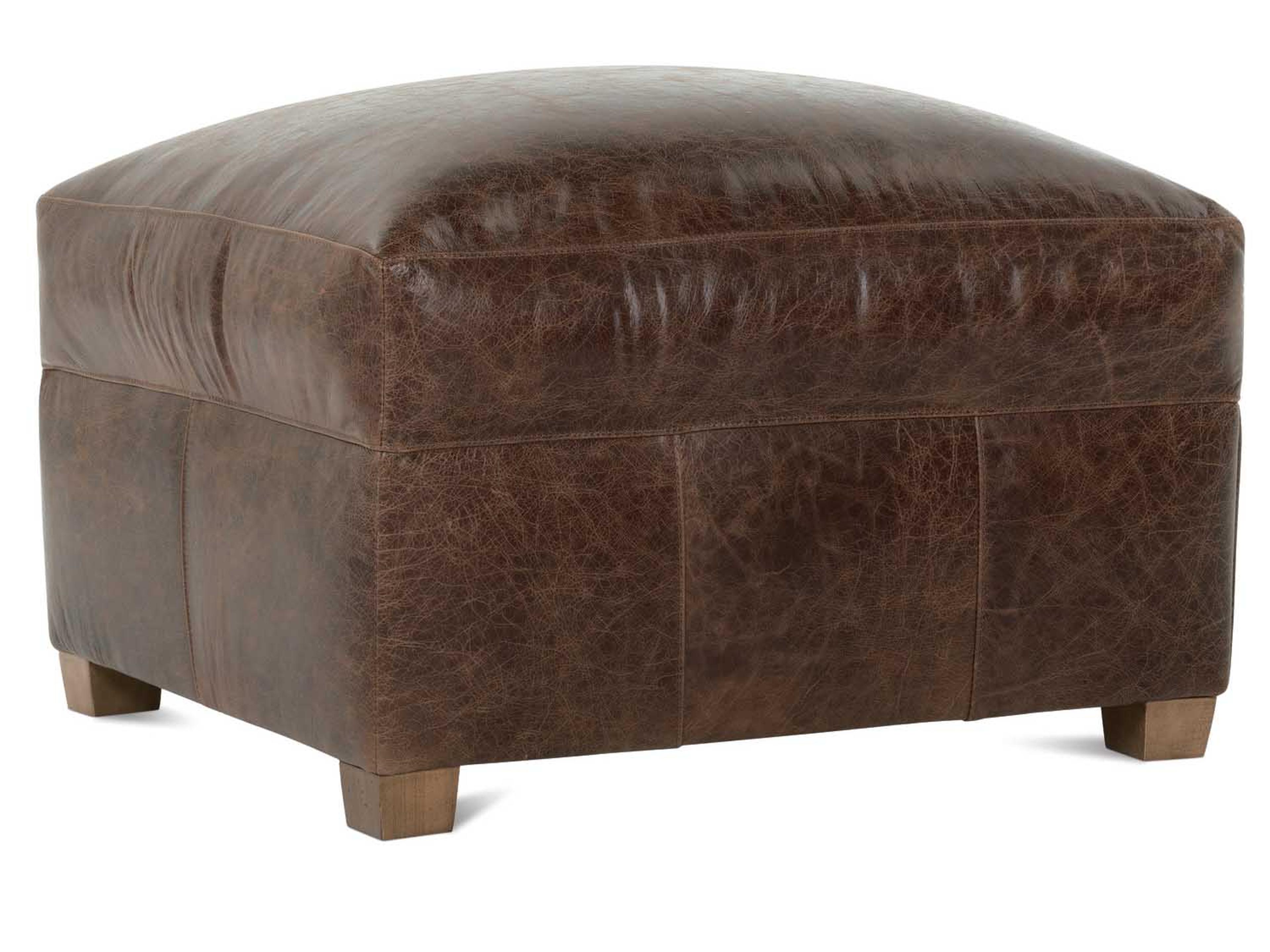 Lilah Latte Brown Leather Ottoman