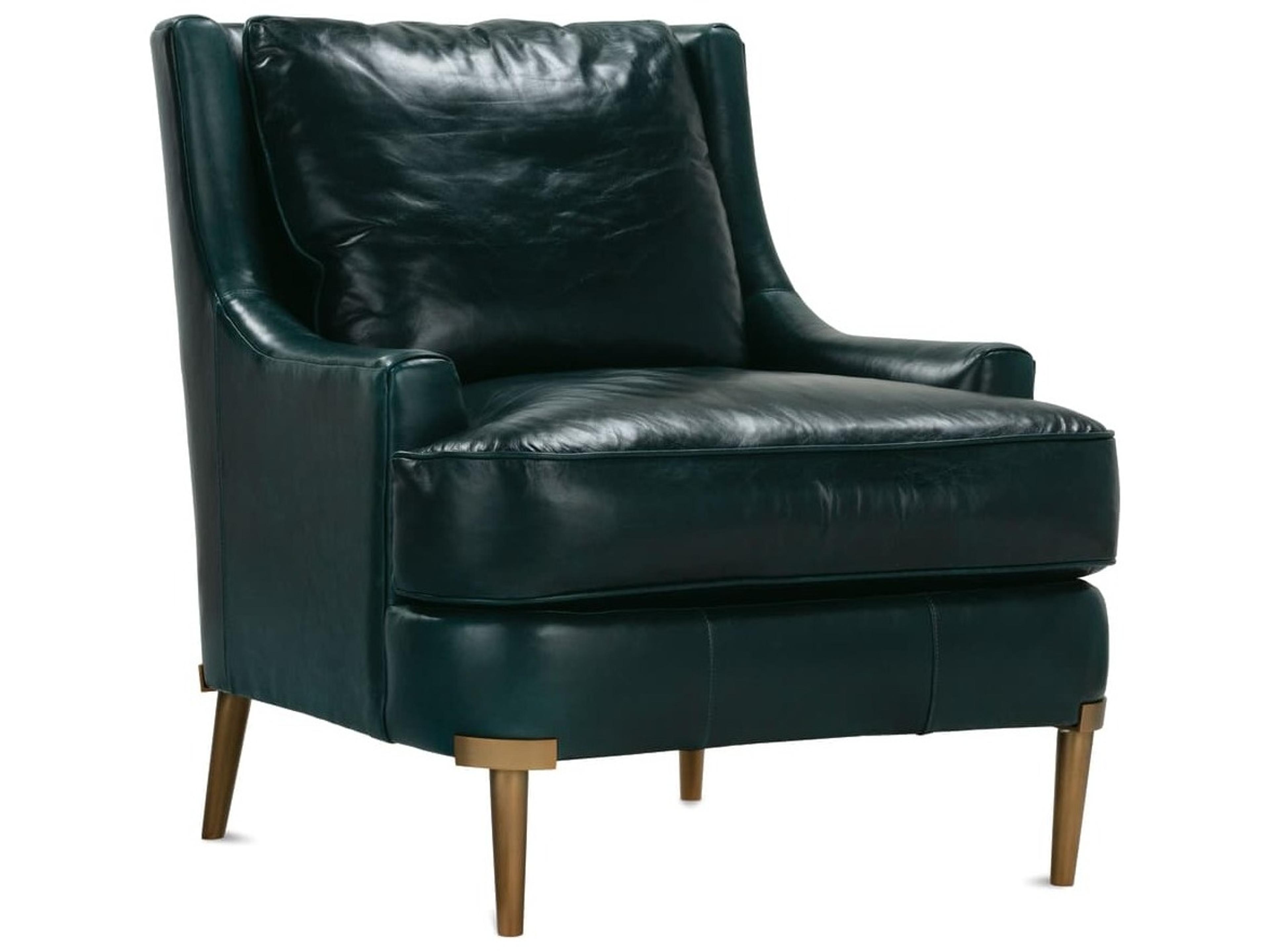 Lyra Green Leather Accent Chair