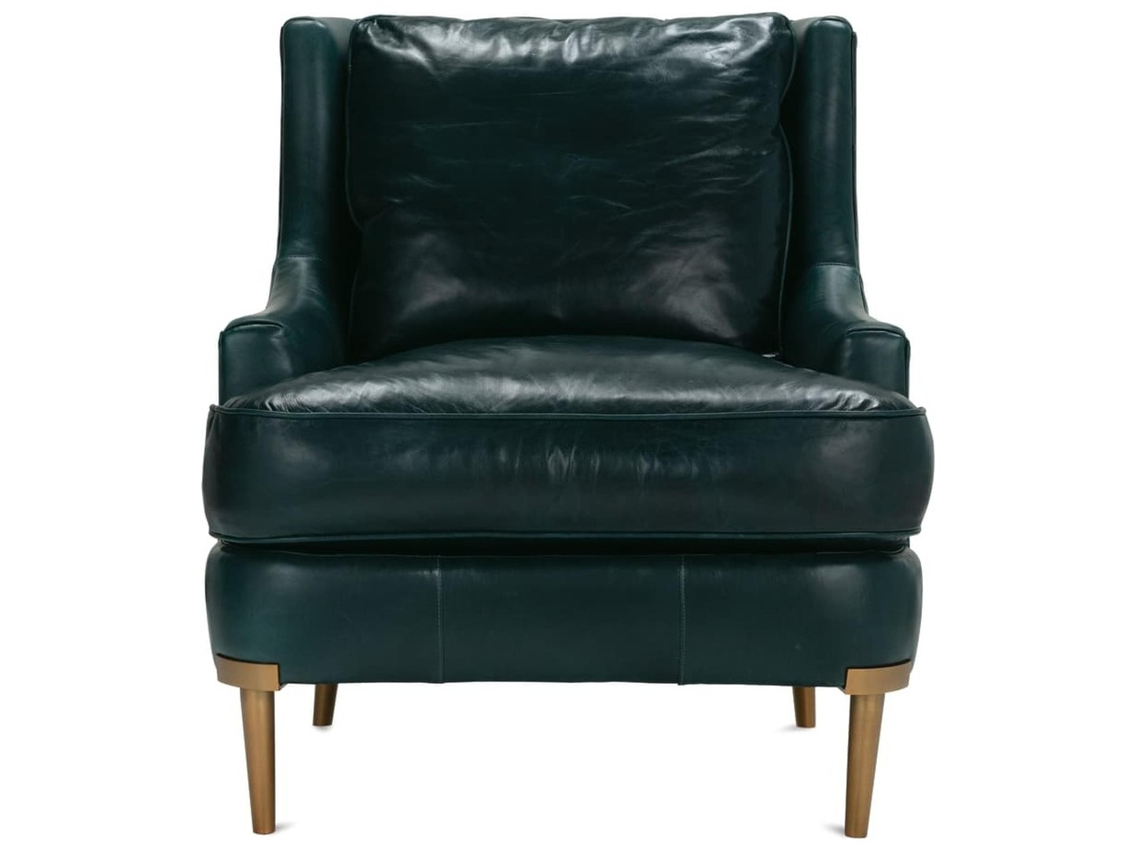Rowe Lyra Green Leather Accent Chair