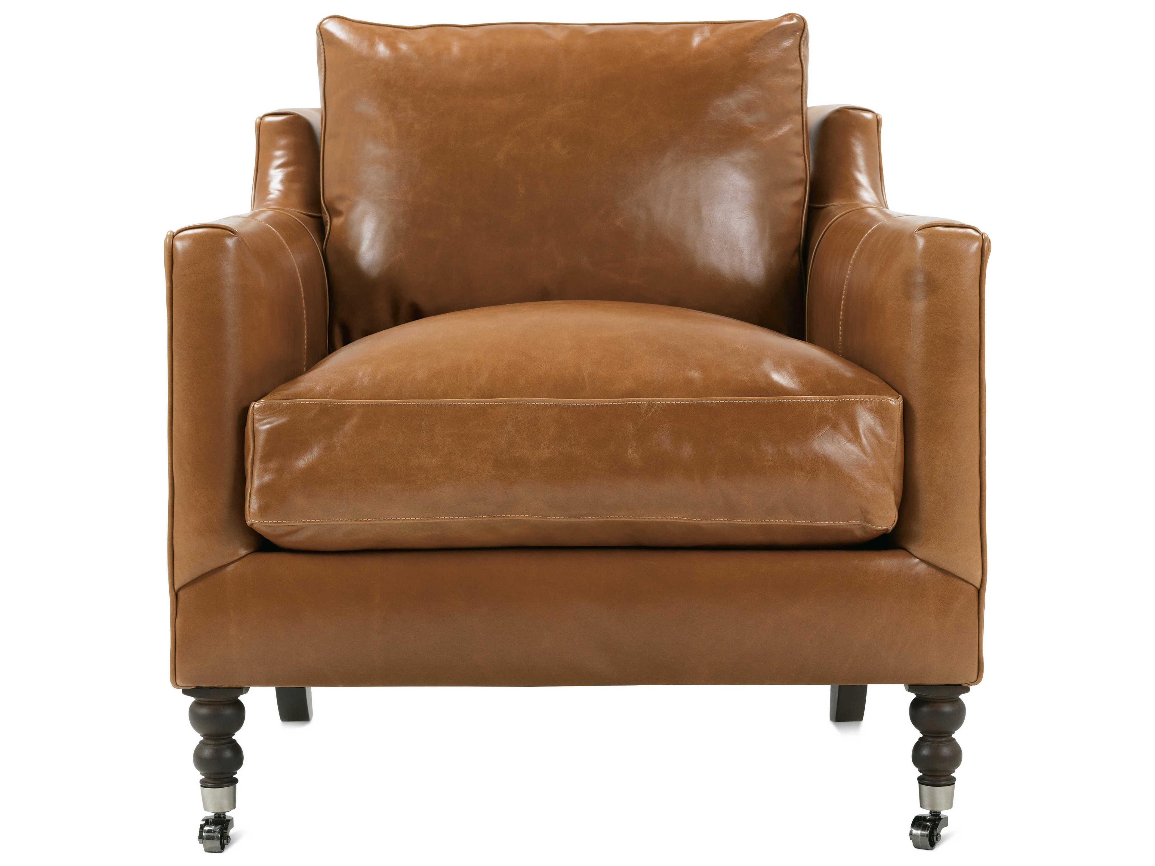 Rowe Madeline Rolling Brown Leather Accent Chair