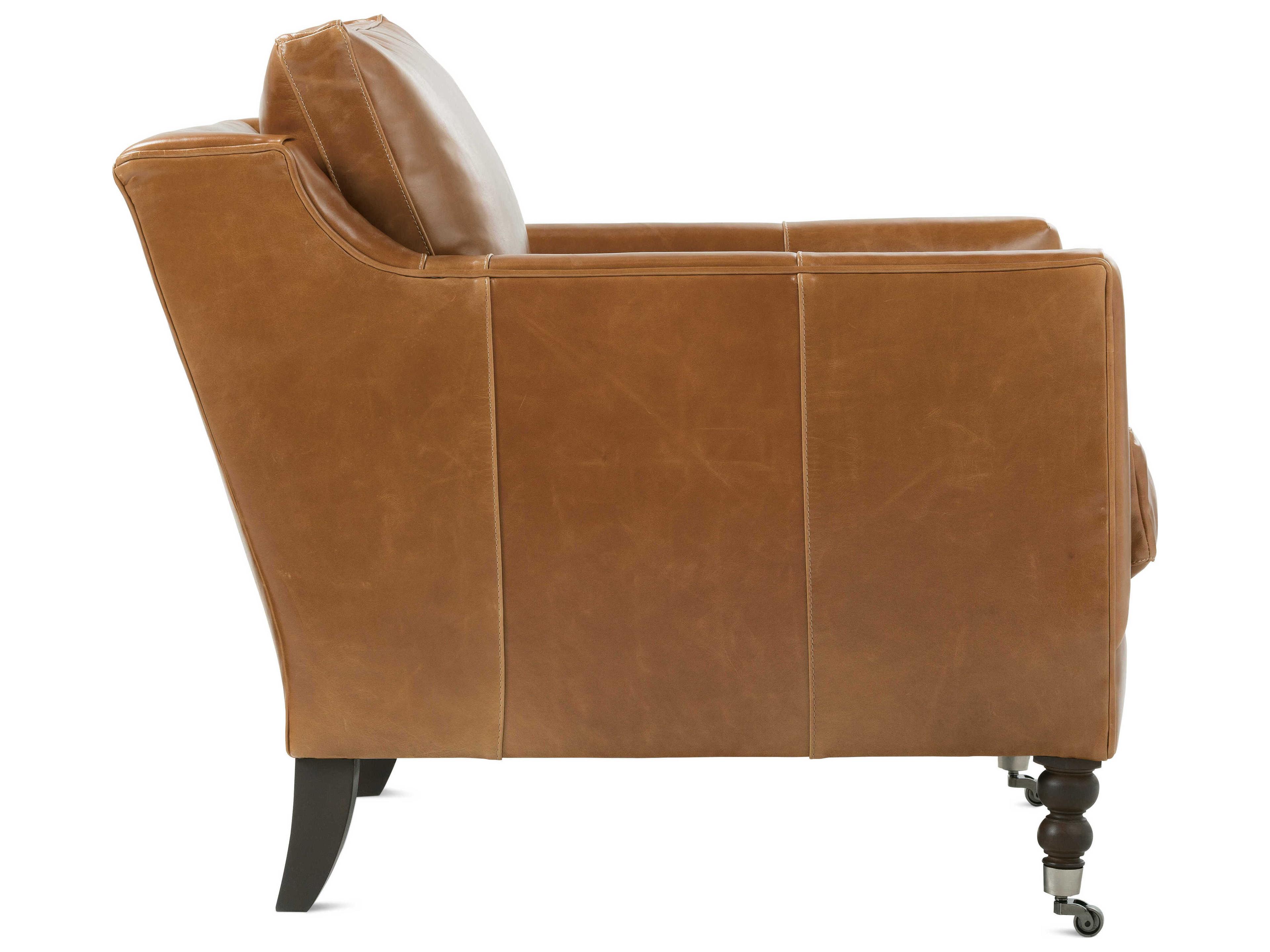 Rowe Madeline Rolling Brown Leather Accent Chair