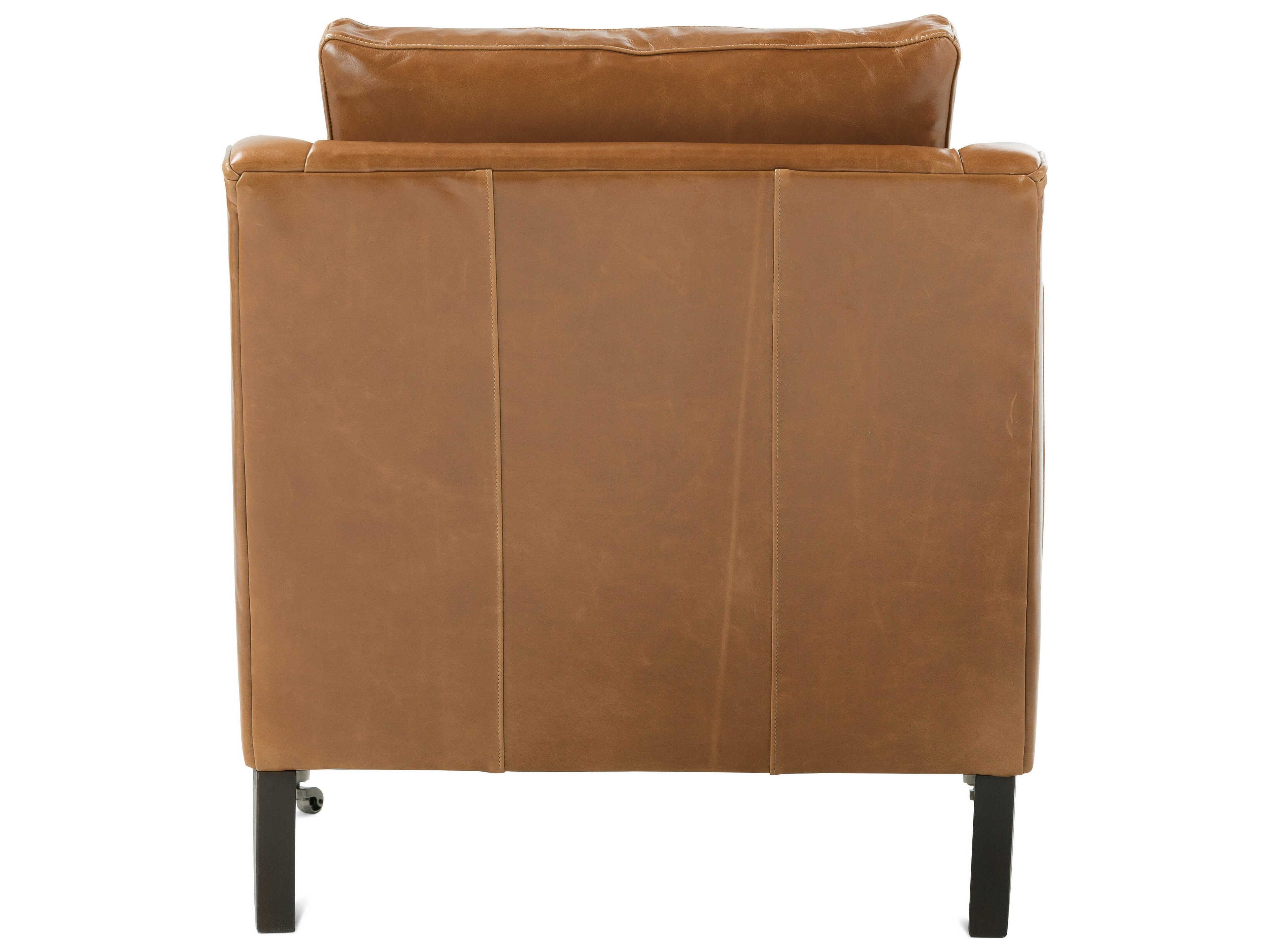 Rowe Madeline Rolling Brown Leather Accent Chair