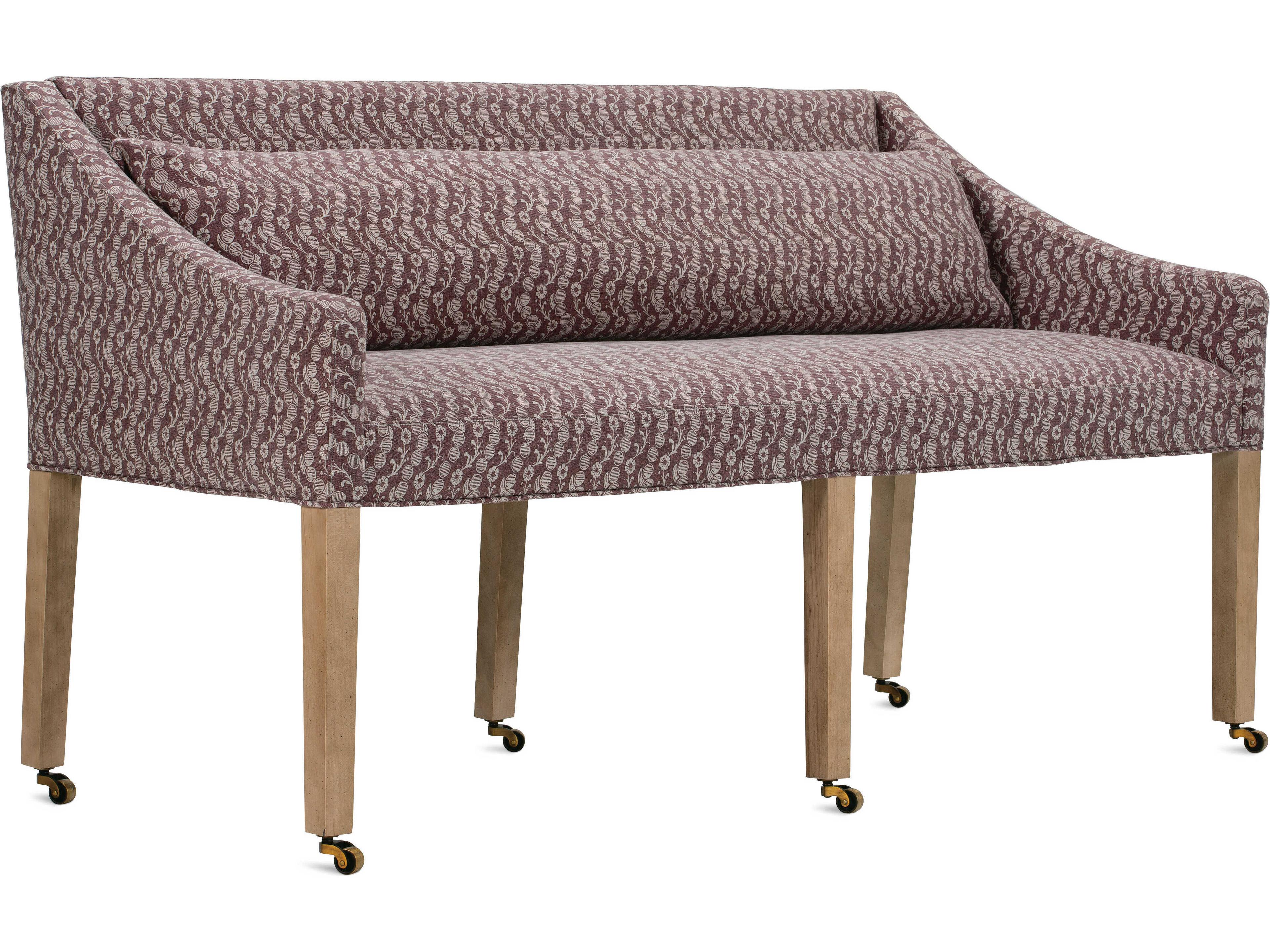 Odessa Washed Oak Burgundy Upholstered Accent Benc