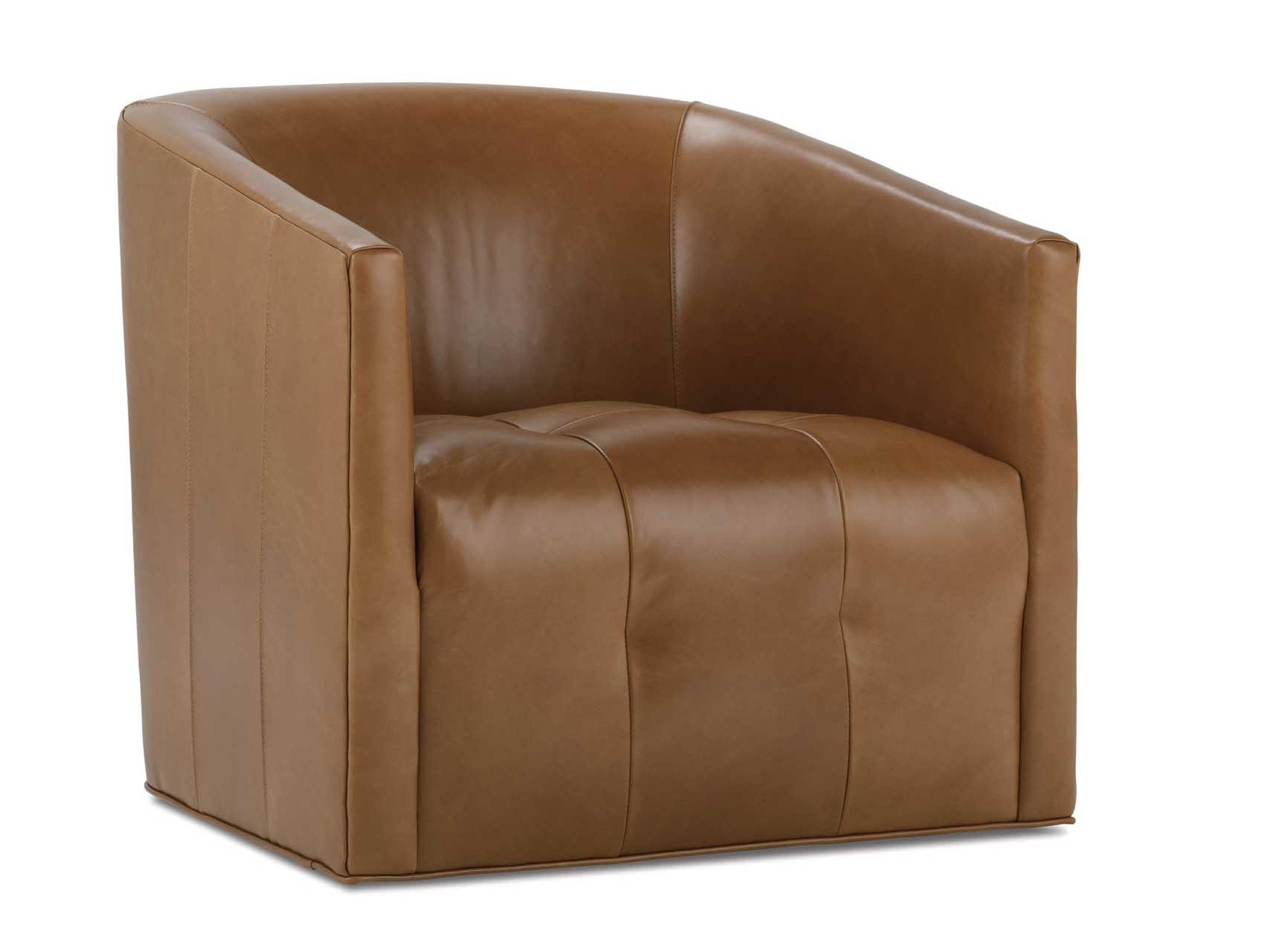 Pate Swivel Brown Leather Accent Chair