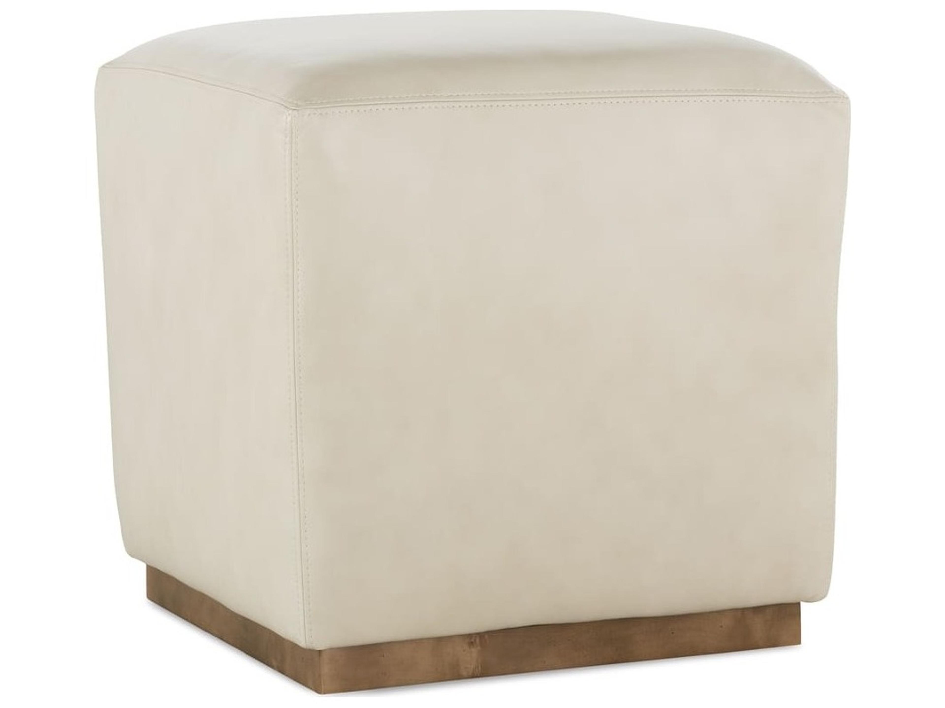 Dena Cream Leather Ottoman