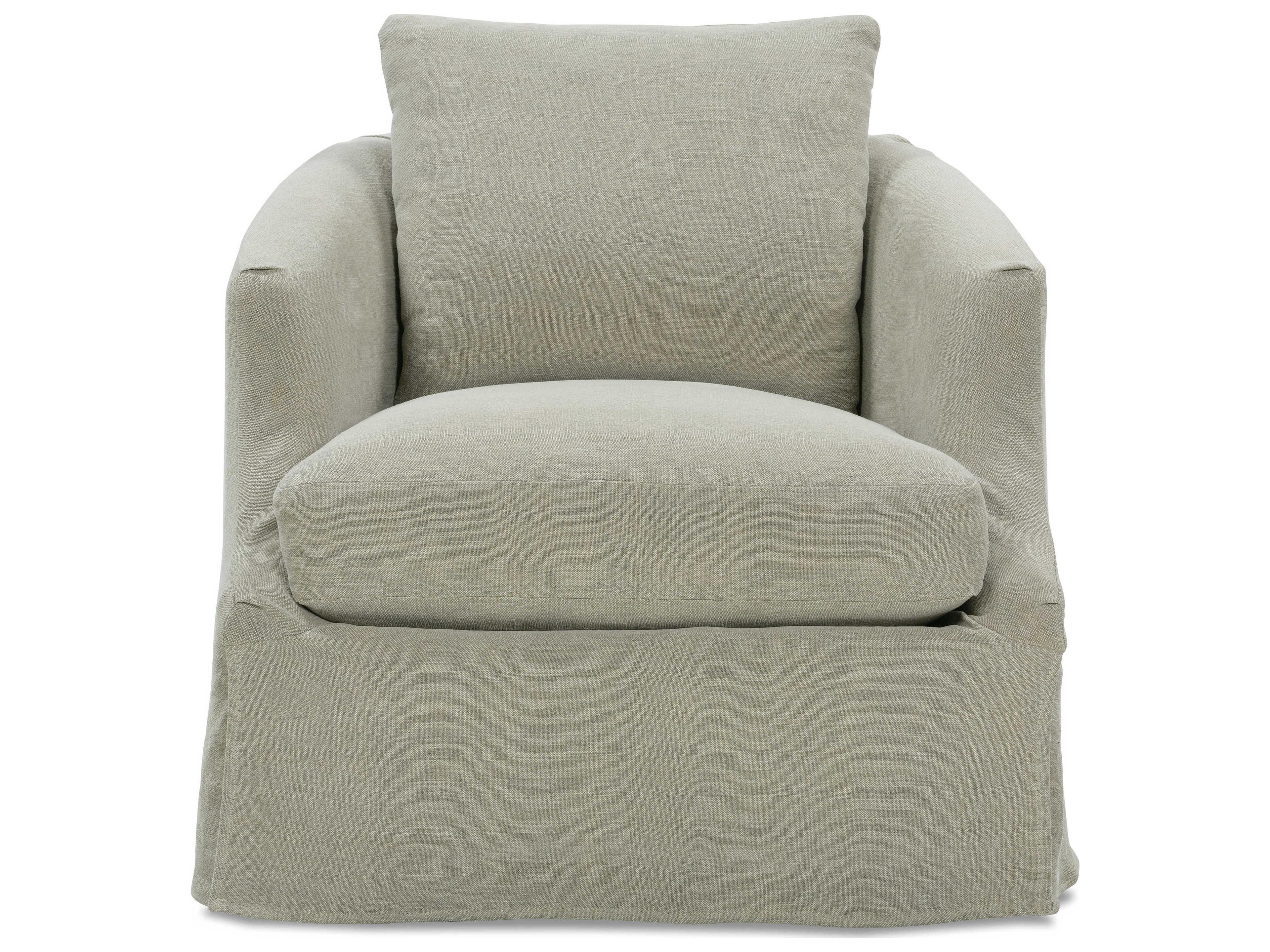 Rowe Emmerson Swivel Green Fabric Accent Chair with Slipcover