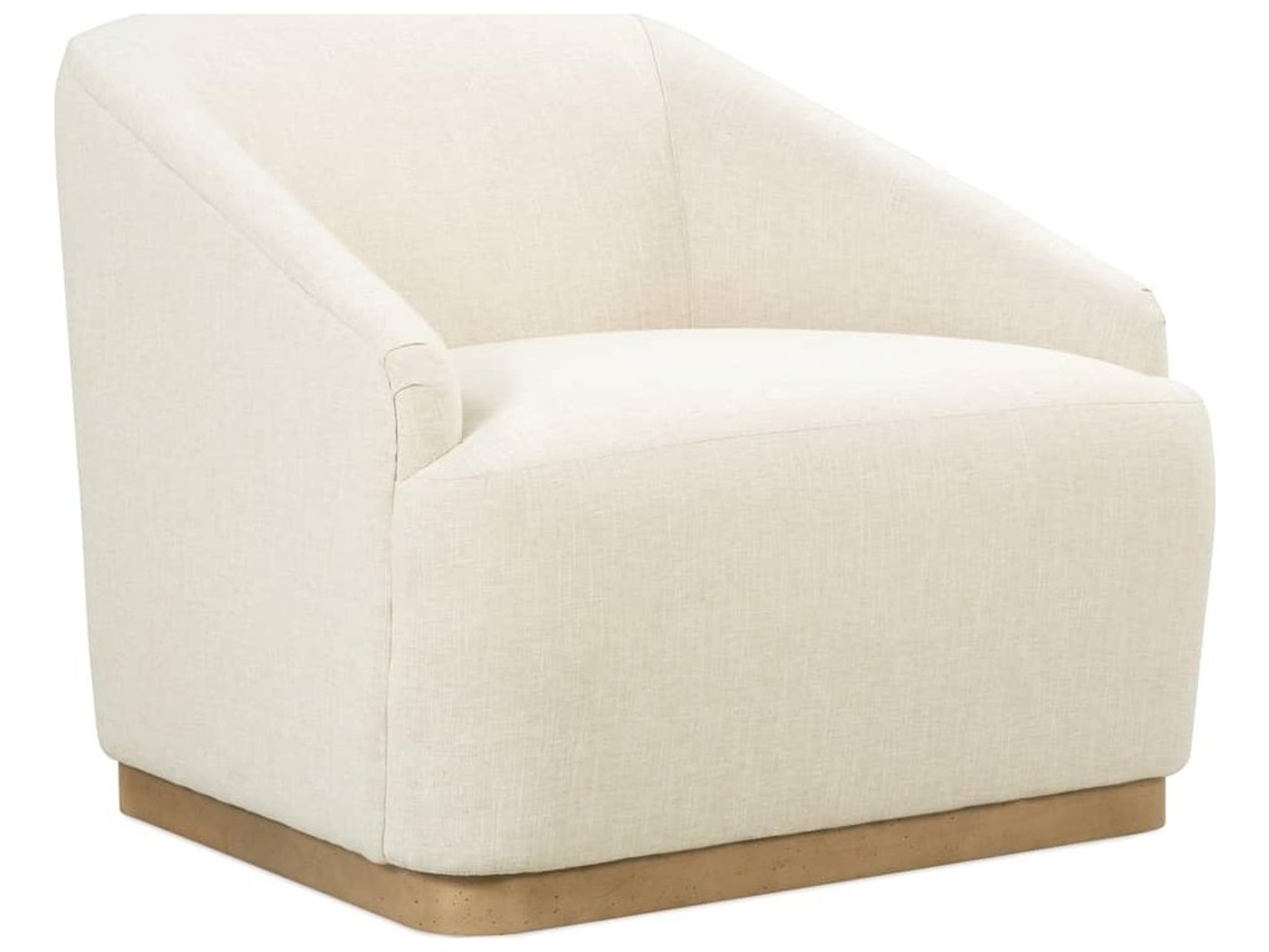 Bernie Swivel White Fabric Accent Swivel Chair