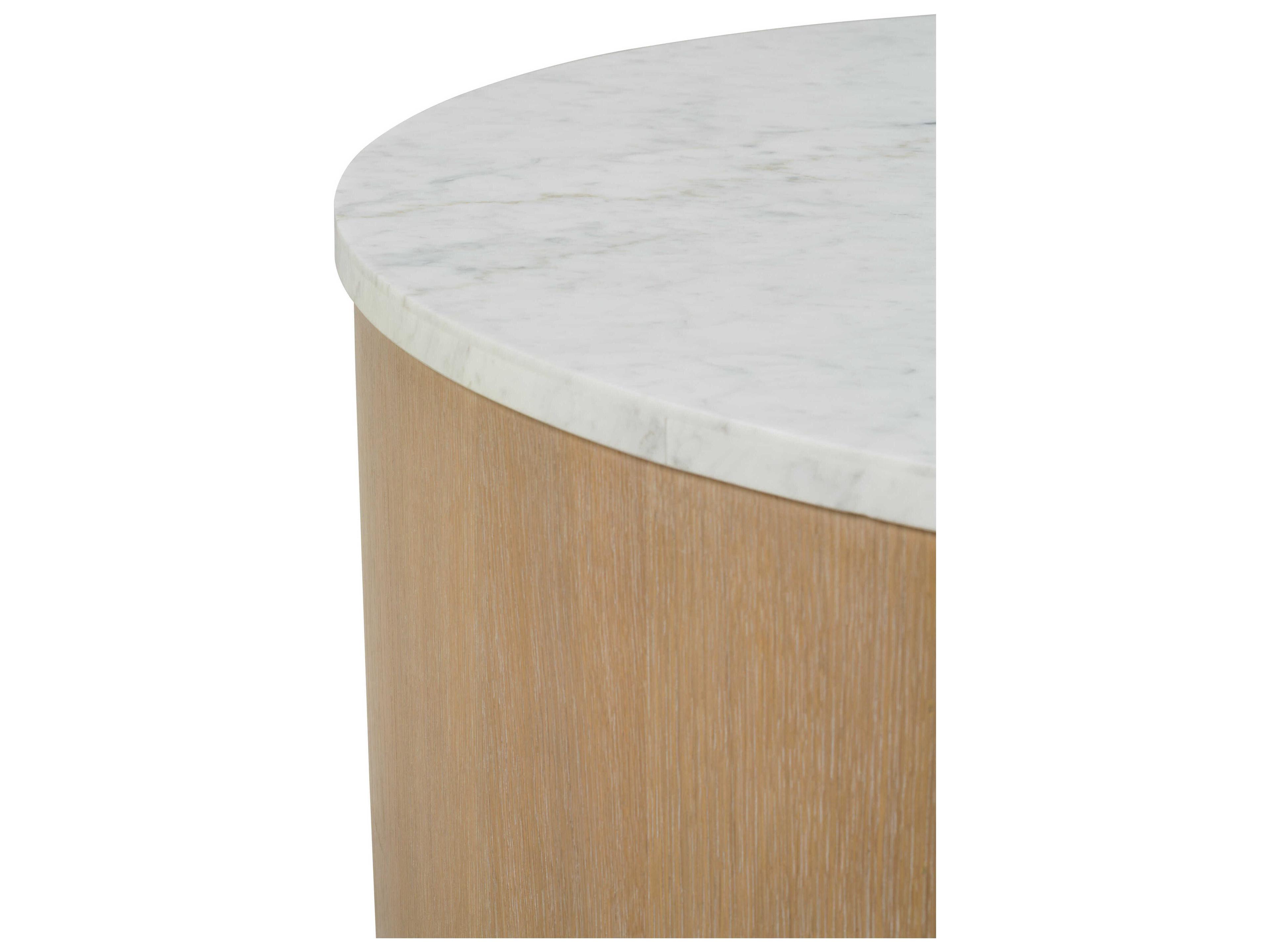 Rowe Delray Round Marble Carrara Bridle Cocktail Table