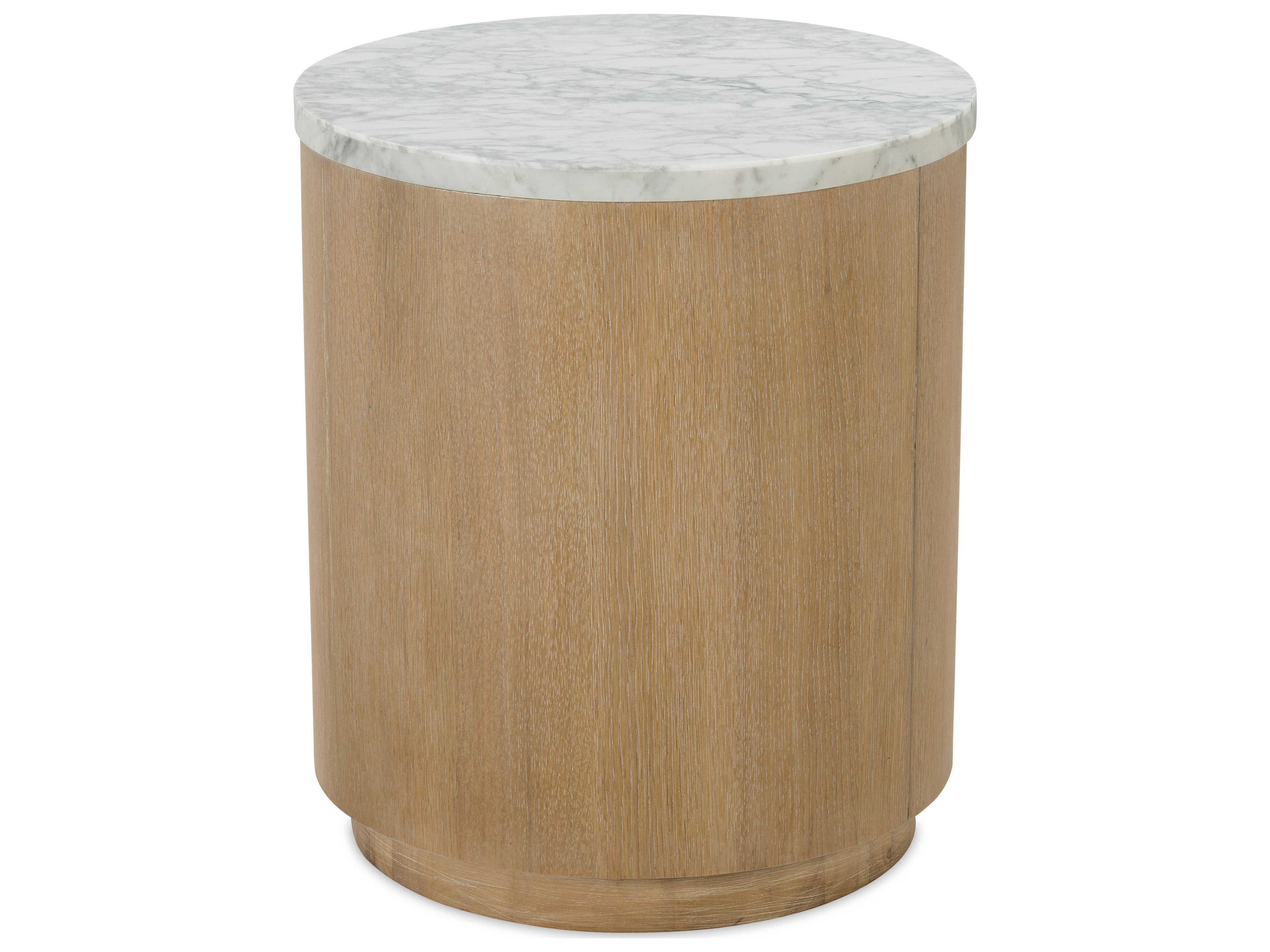 Delray Round Marble Carrara Bridle End Table