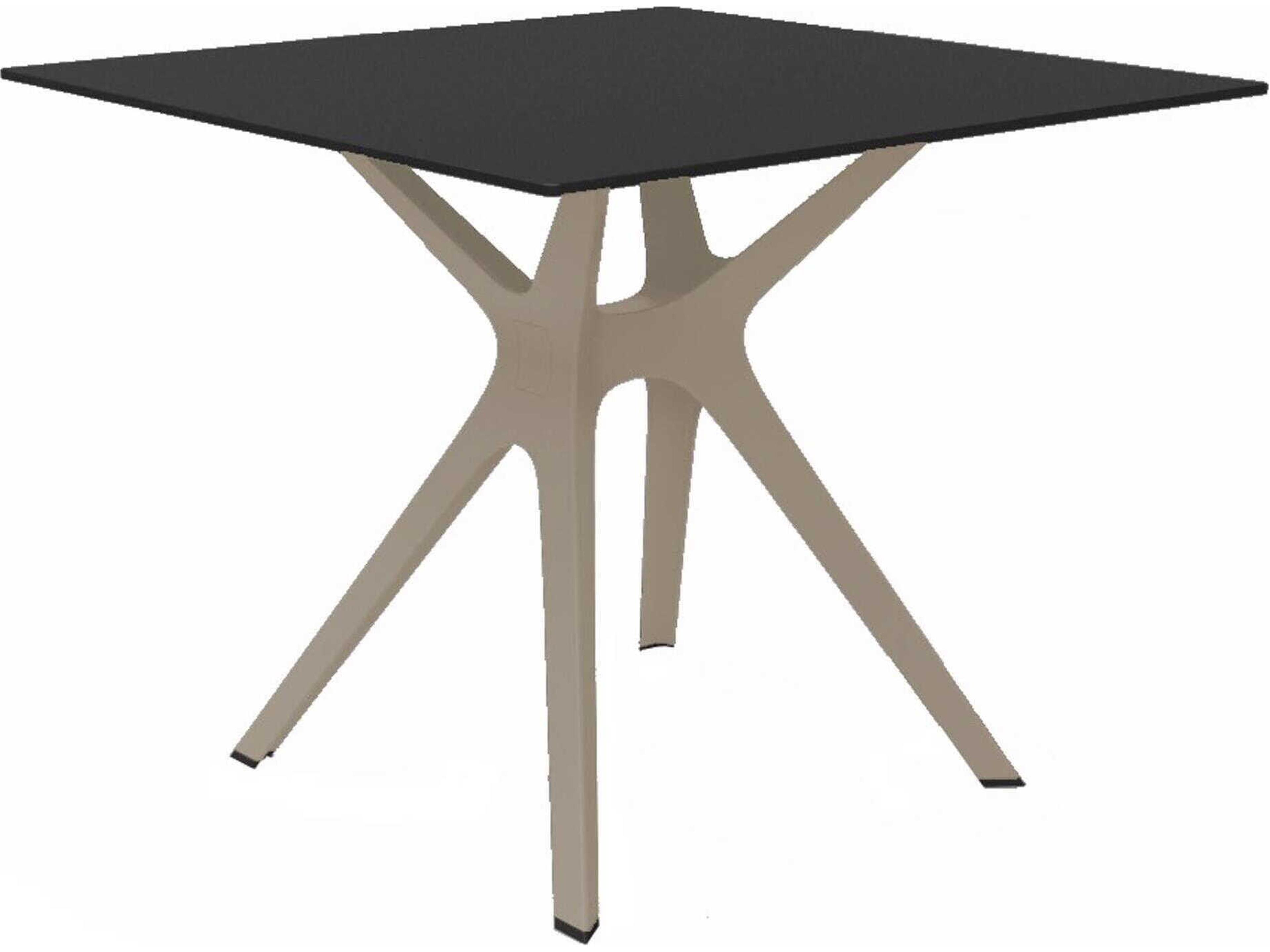 Vela S Square Dining Table Sand Base Black Dining Table Top
