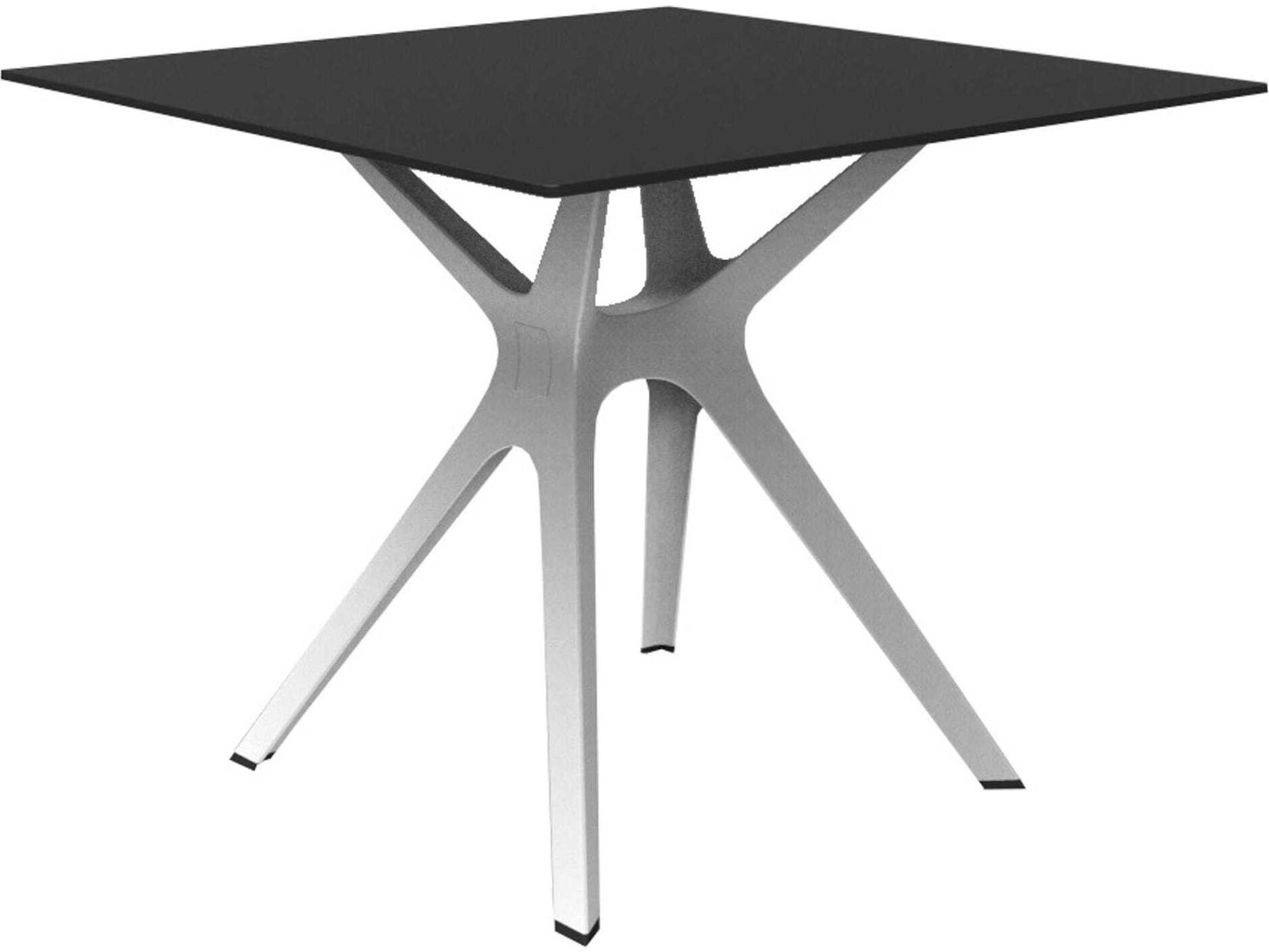 Vela S Square Dining Table White Base Black Dining Table Top