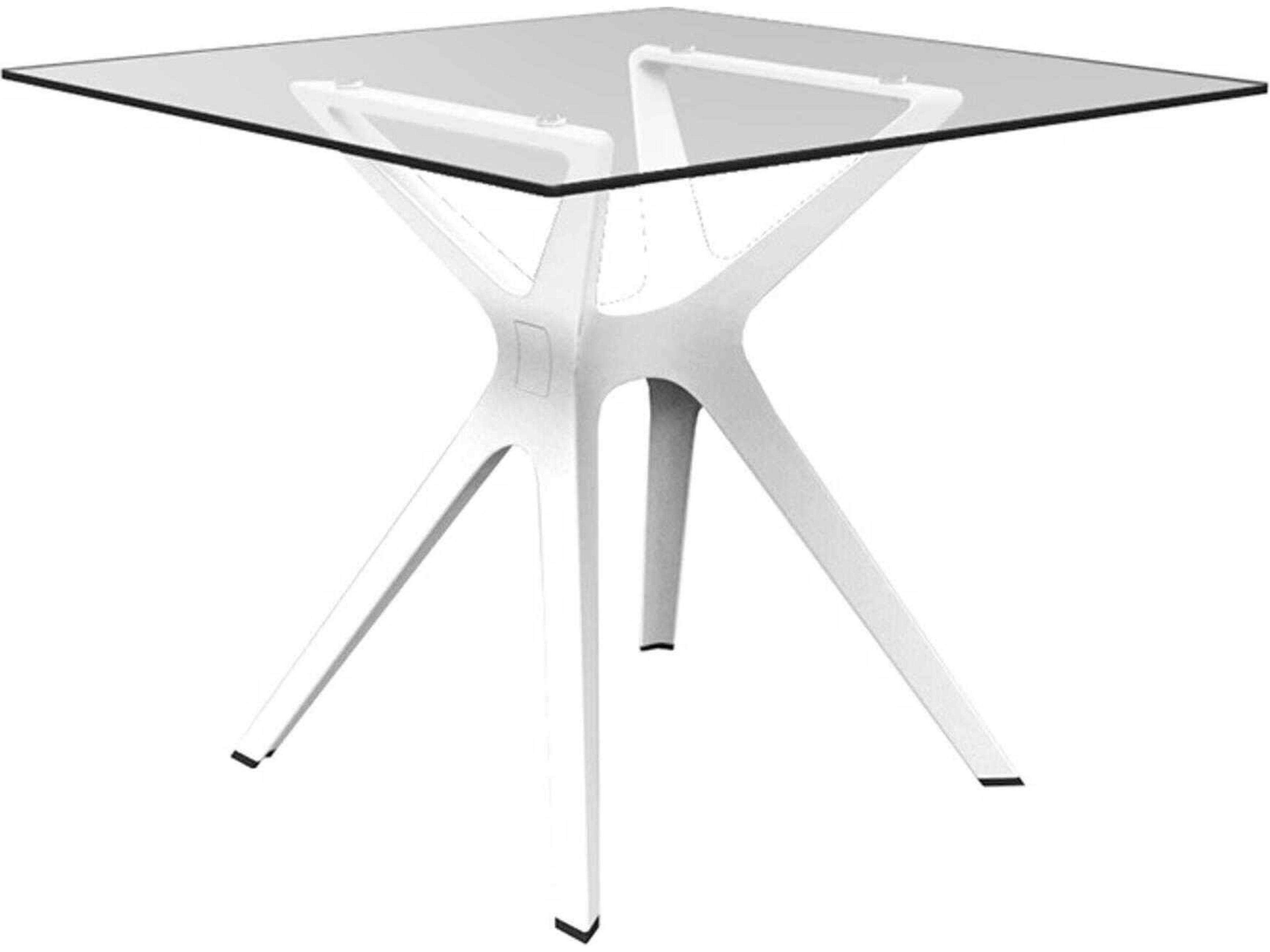Vela S Square Dining Table White Base Glass Dining Table Top