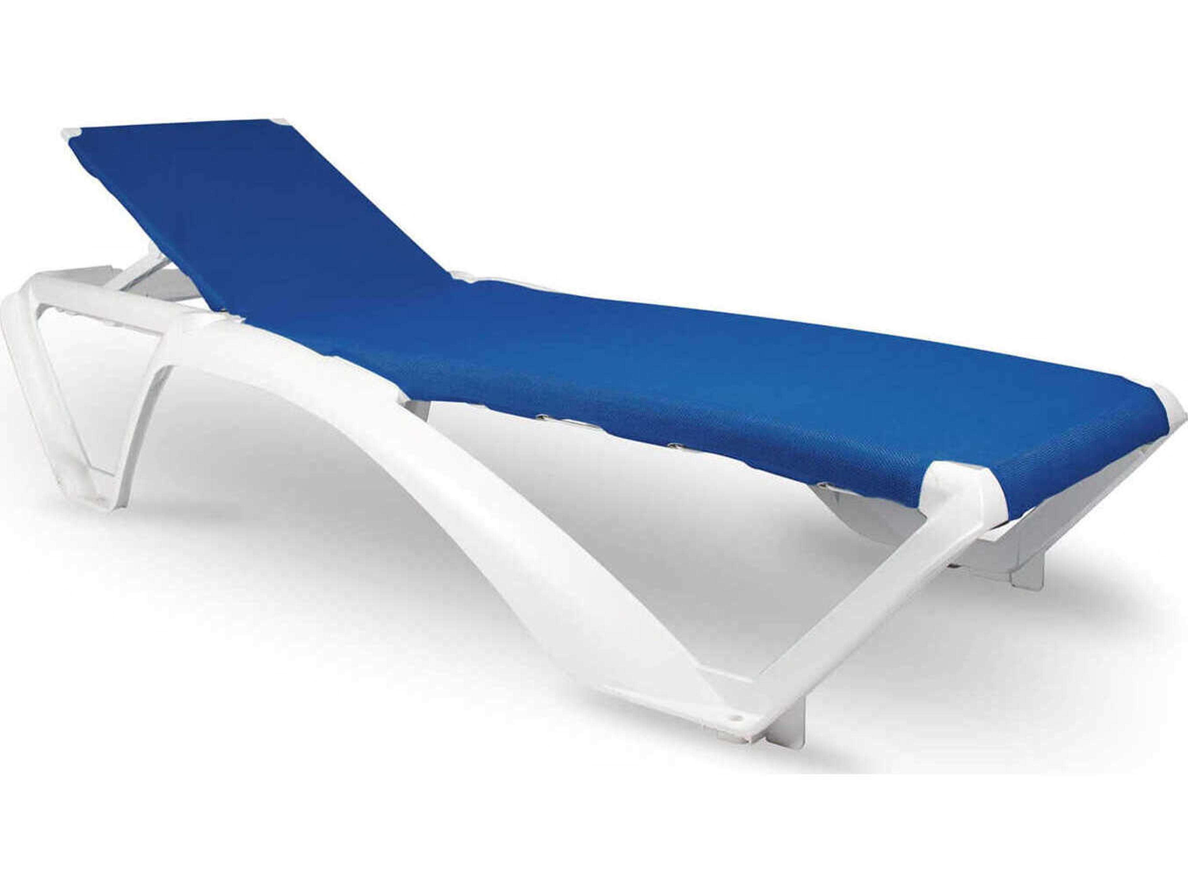 Marina Club Sunlounger White Structure Blue Textilene Price Includes 2