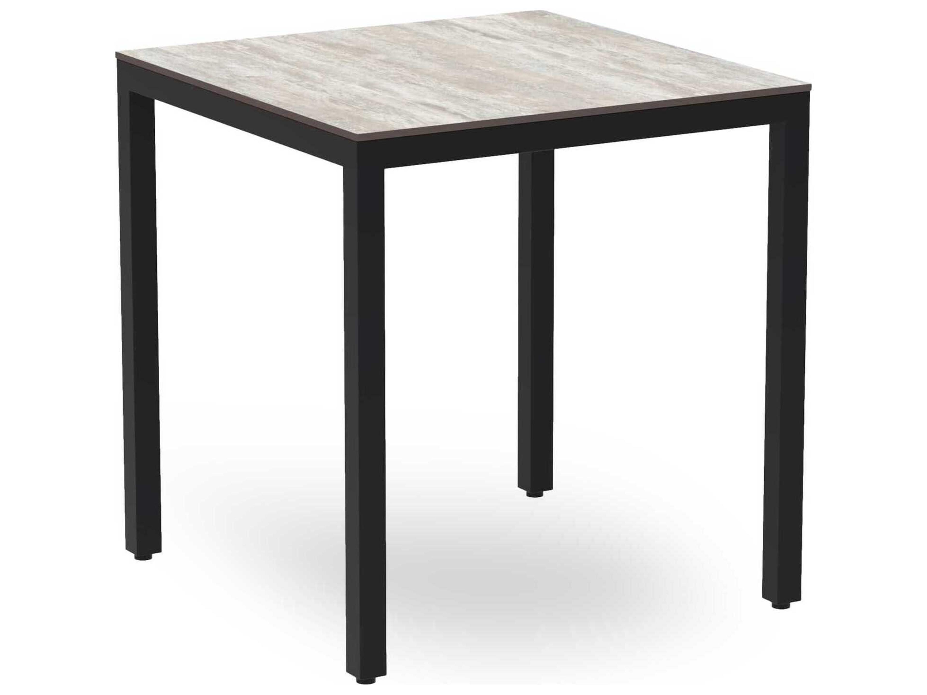 Barcino Compact Square Dining Table 70X70 Black Base Washed Wood Dining Table Top