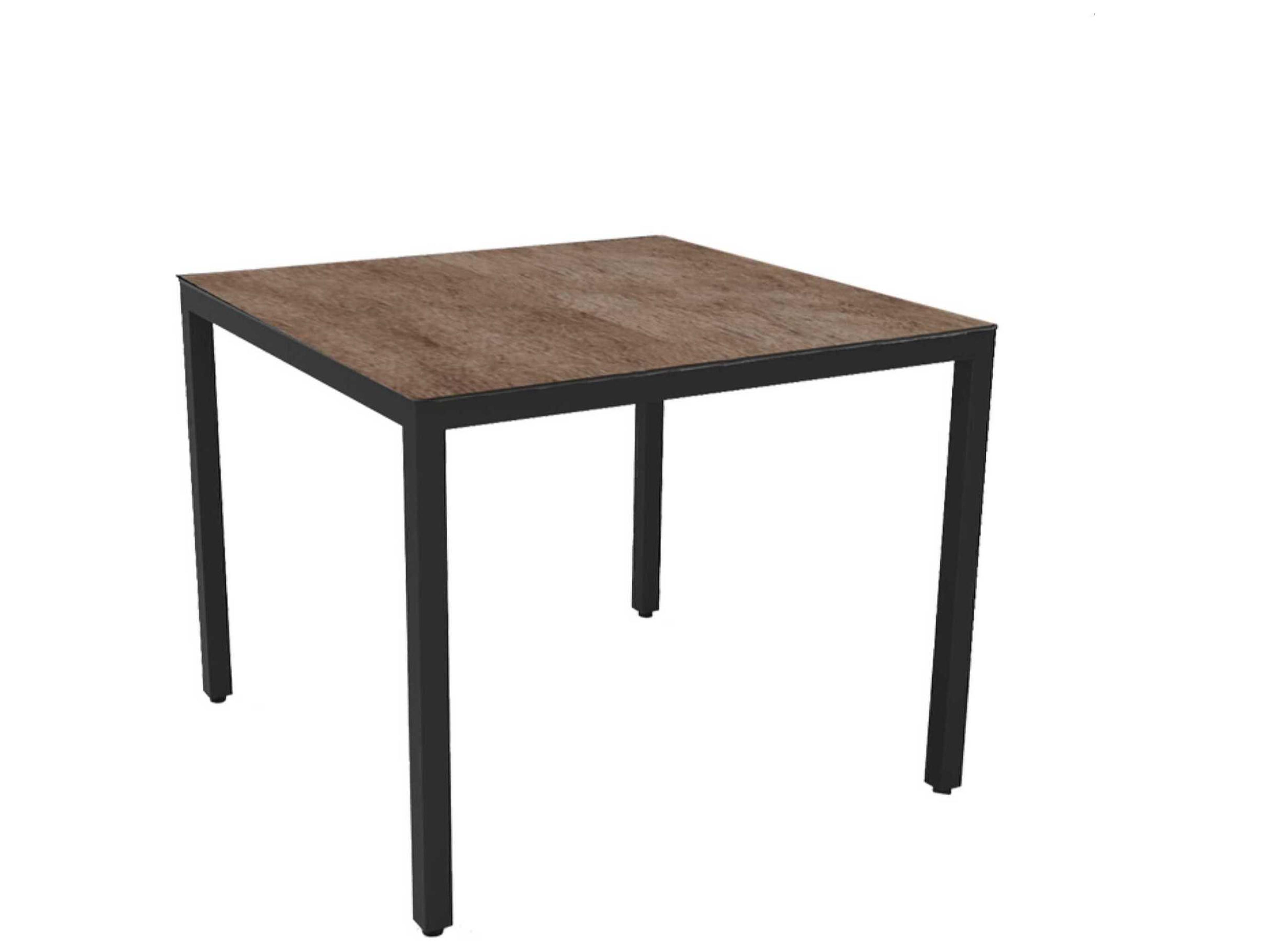 Barcino Compact Square Dining Table 70X70 Black Base Ash Oak Dining Table Top