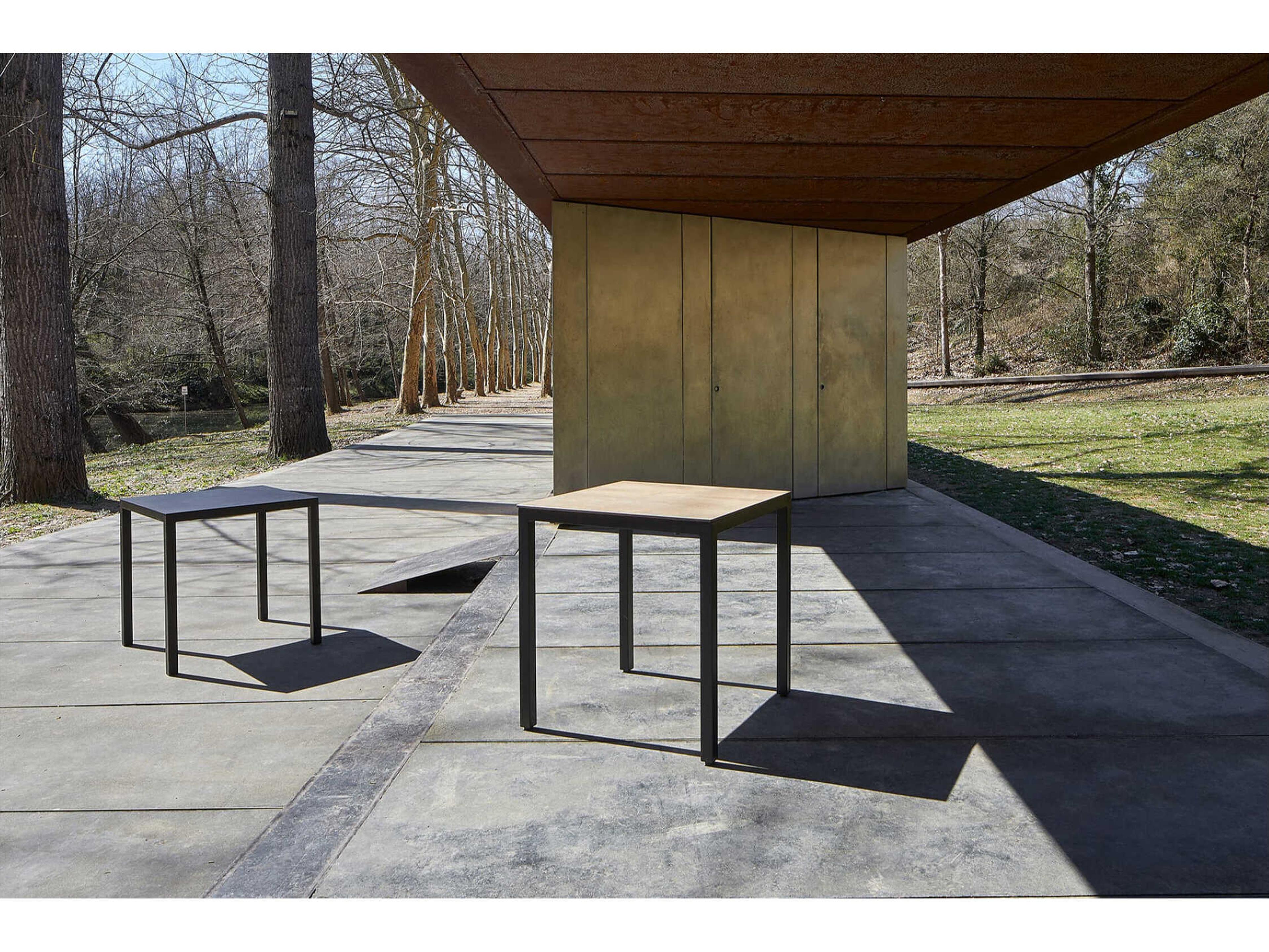 Resol Barcino Compact Square Dining Table 70X70 Black Base Natural Oak Dining Table Top