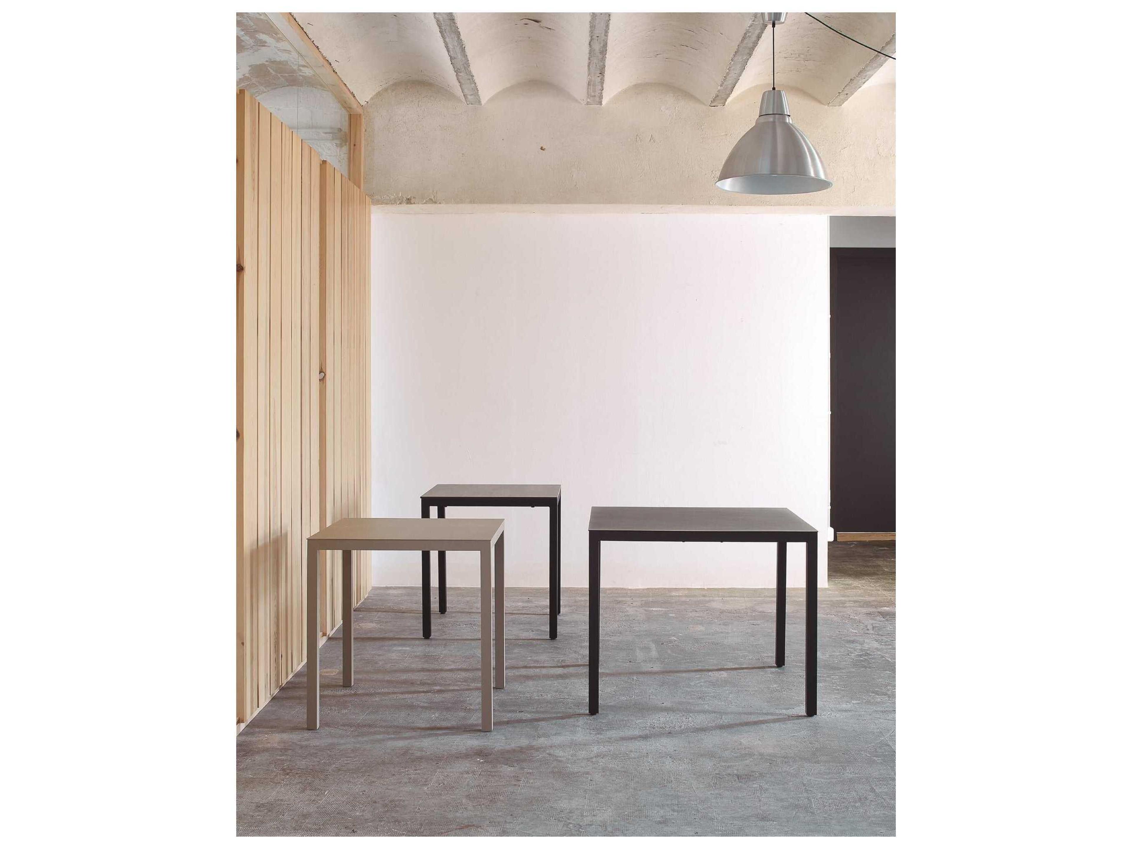 Resol Barcino Compact Square Dining Table 70X70 Black Base Natural Oak Dining Table Top