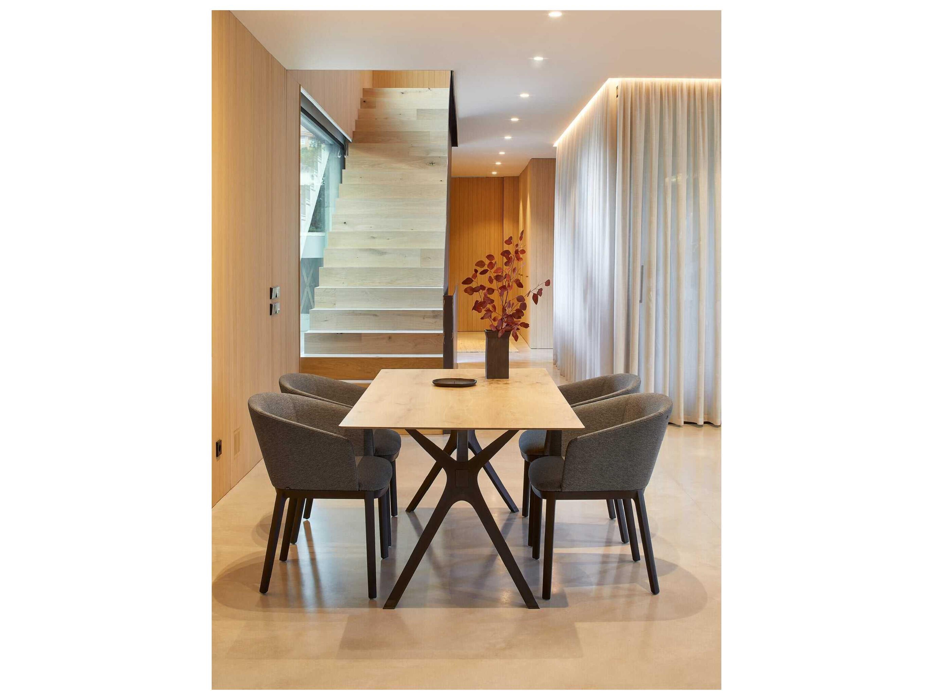 Resol Vela L Rectangular Dining Table Black Base Natural Oak Dining Table Top