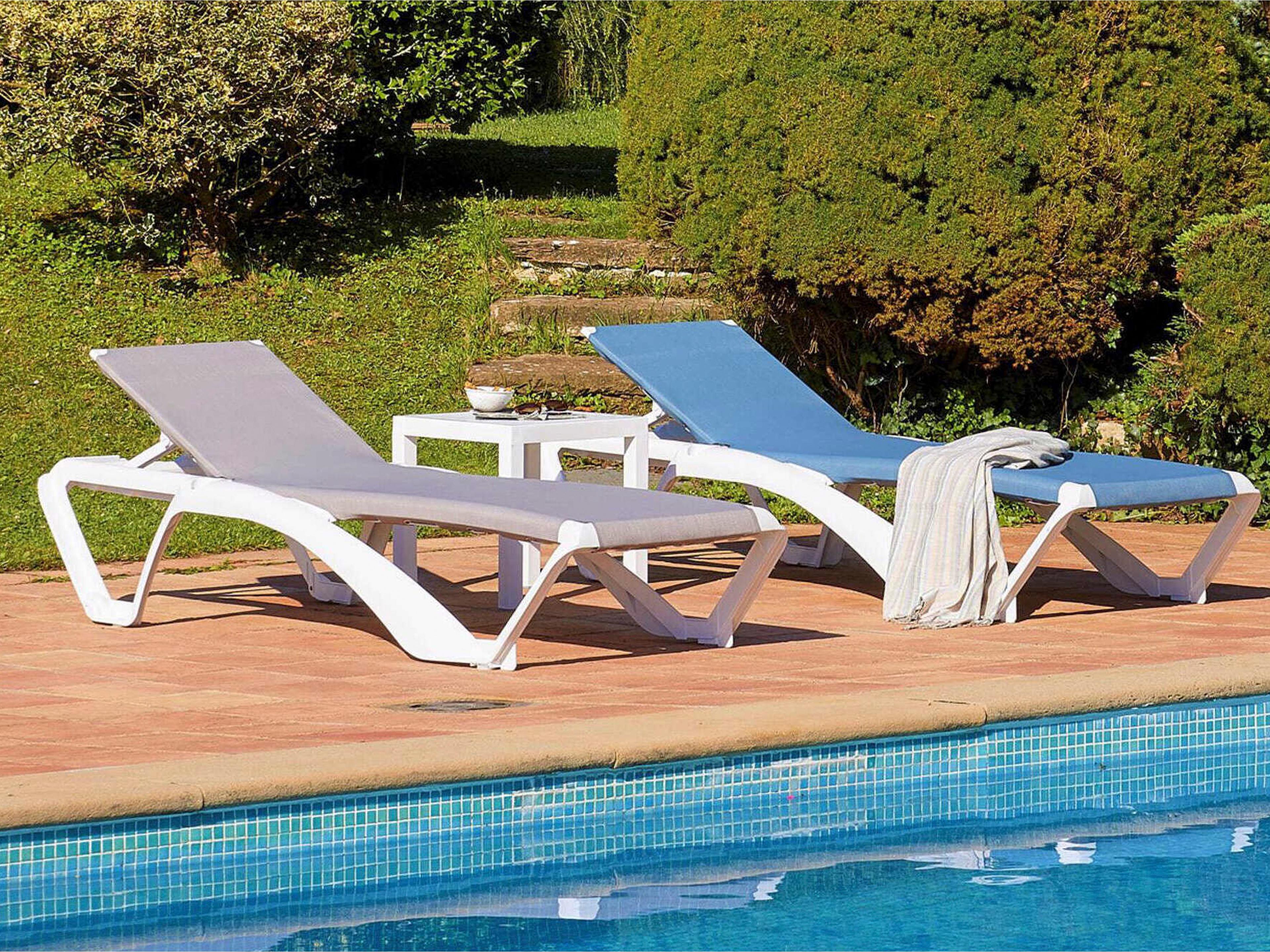 Resol Marina Club Sunlounger White Structure Ash Oak Textilene Price Includes 2