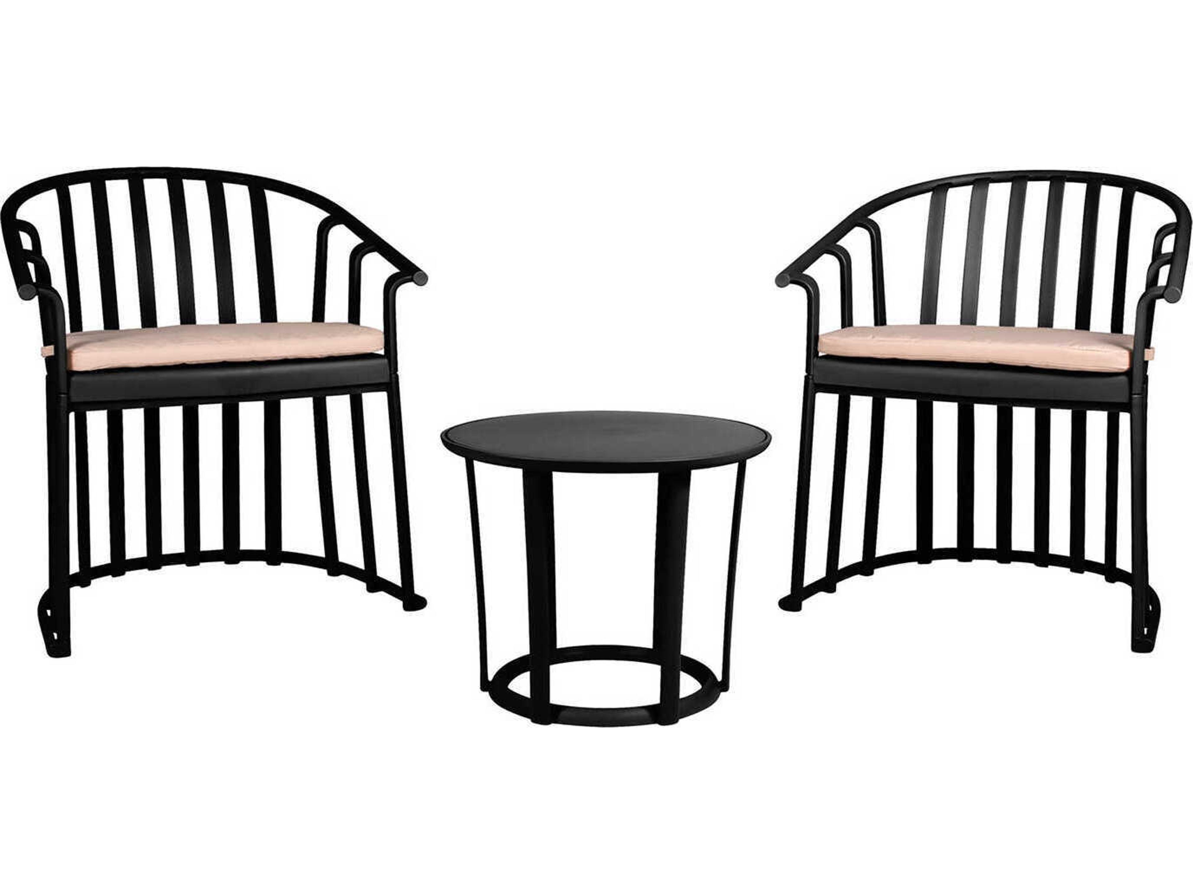 Raff 3 Piece Conversation Set with Cushions Black